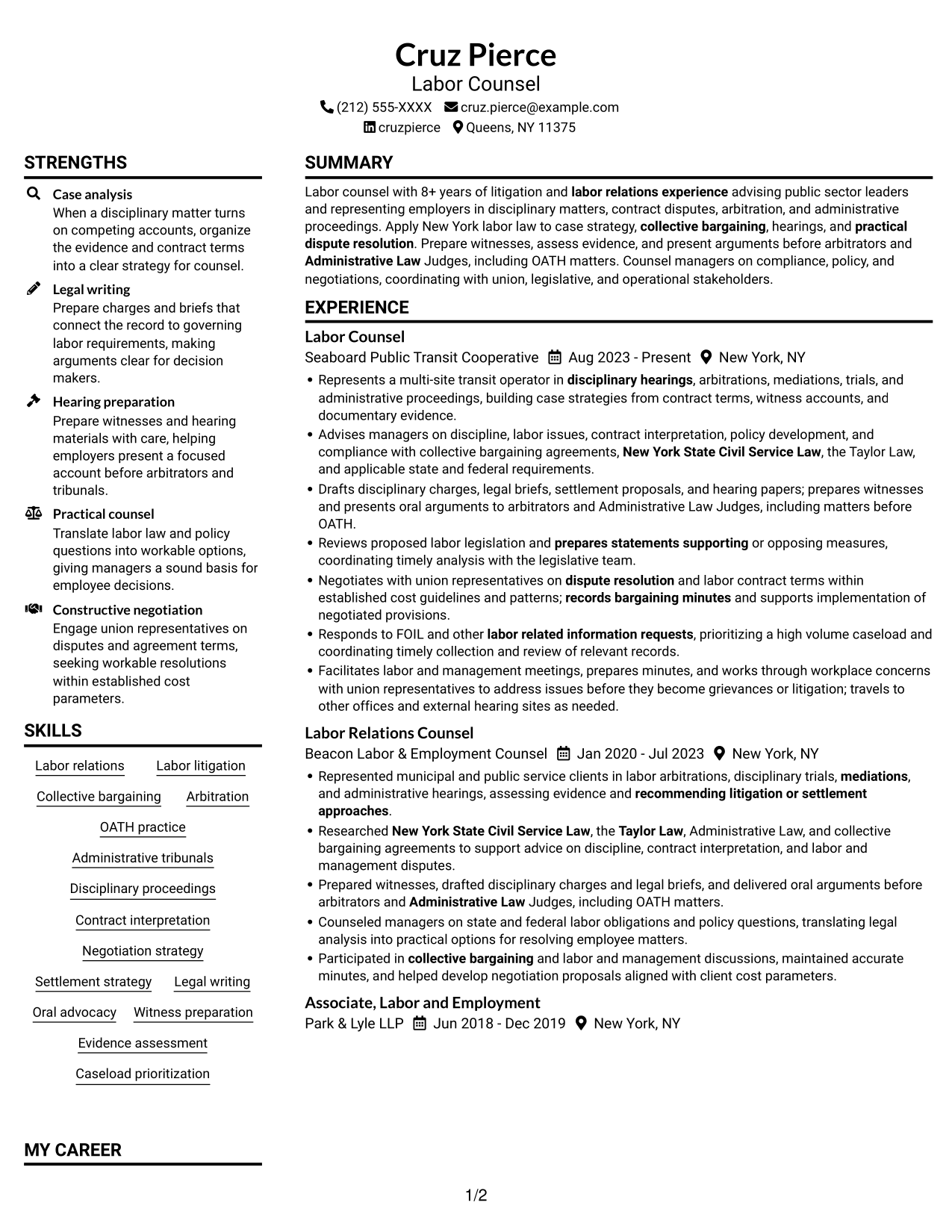 Resume example — page 1