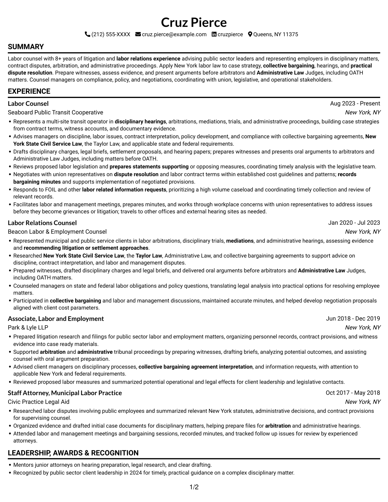 Resume example — page 1