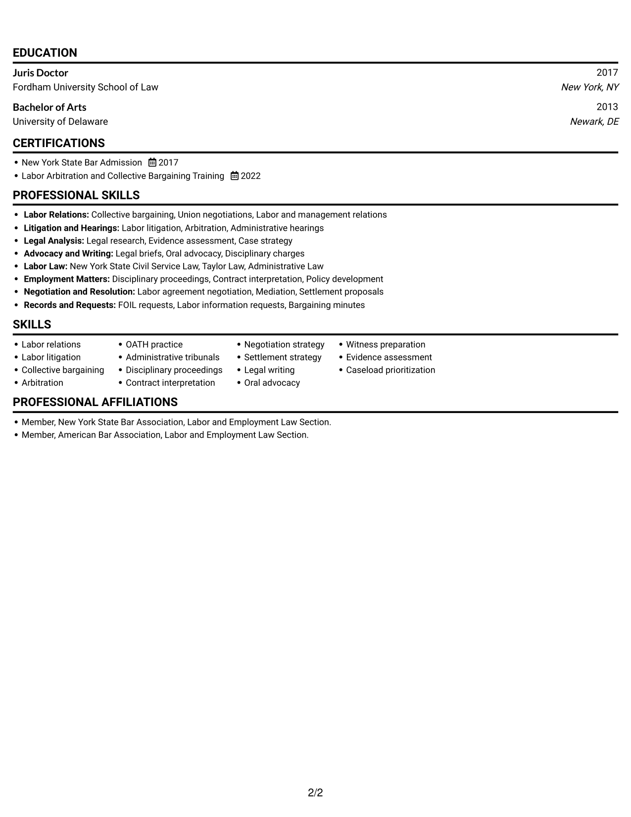 Resume example — page 2