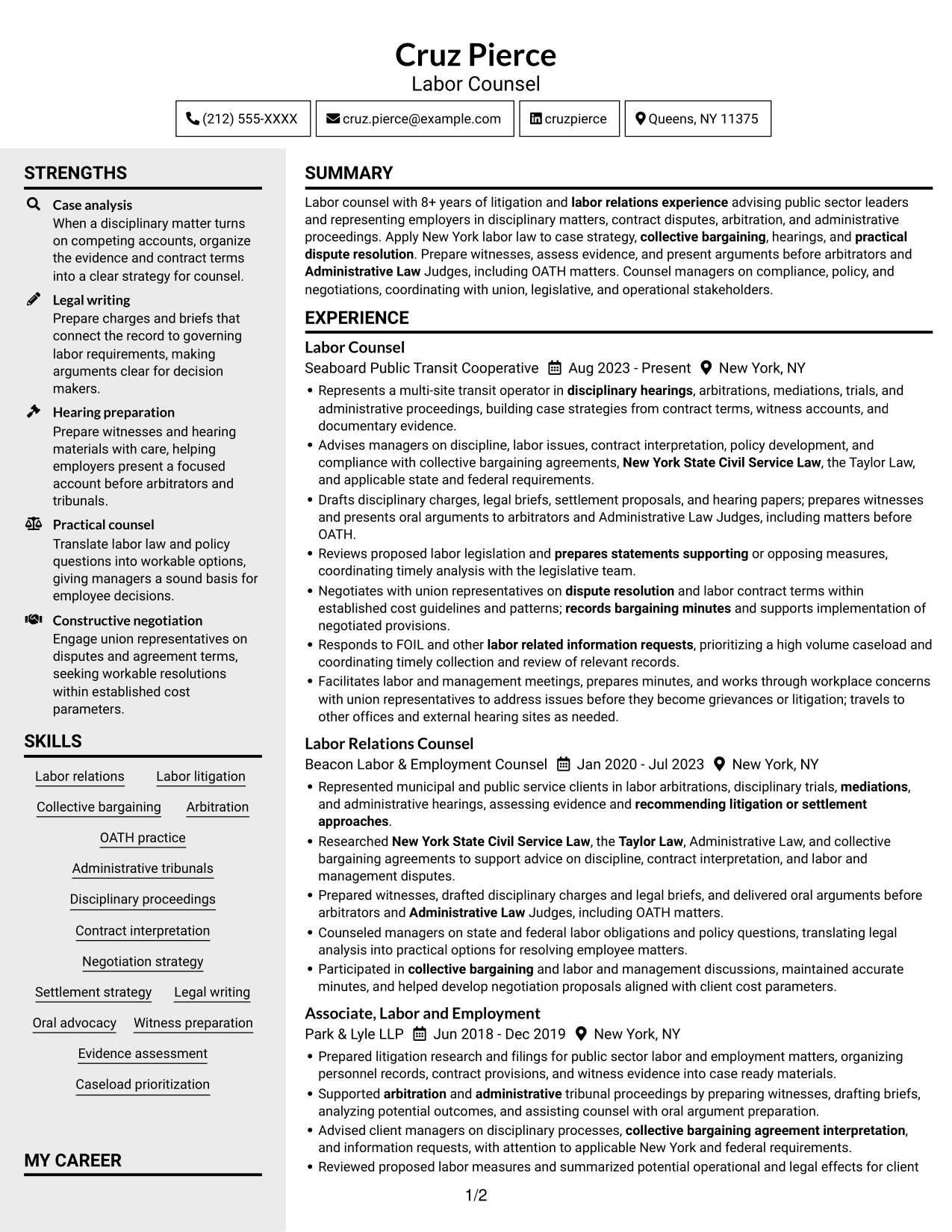 Resume example — page 1