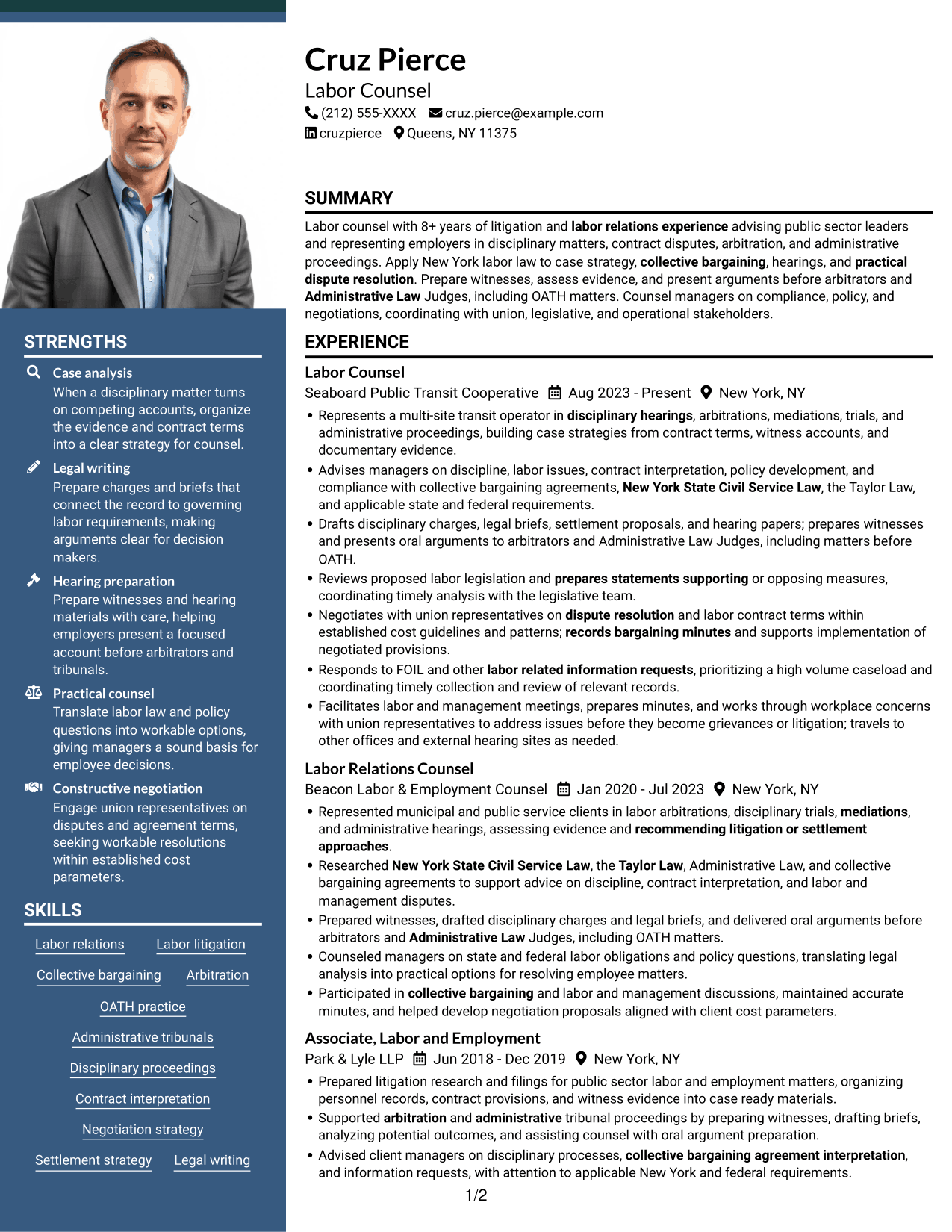 Resume example — page 1