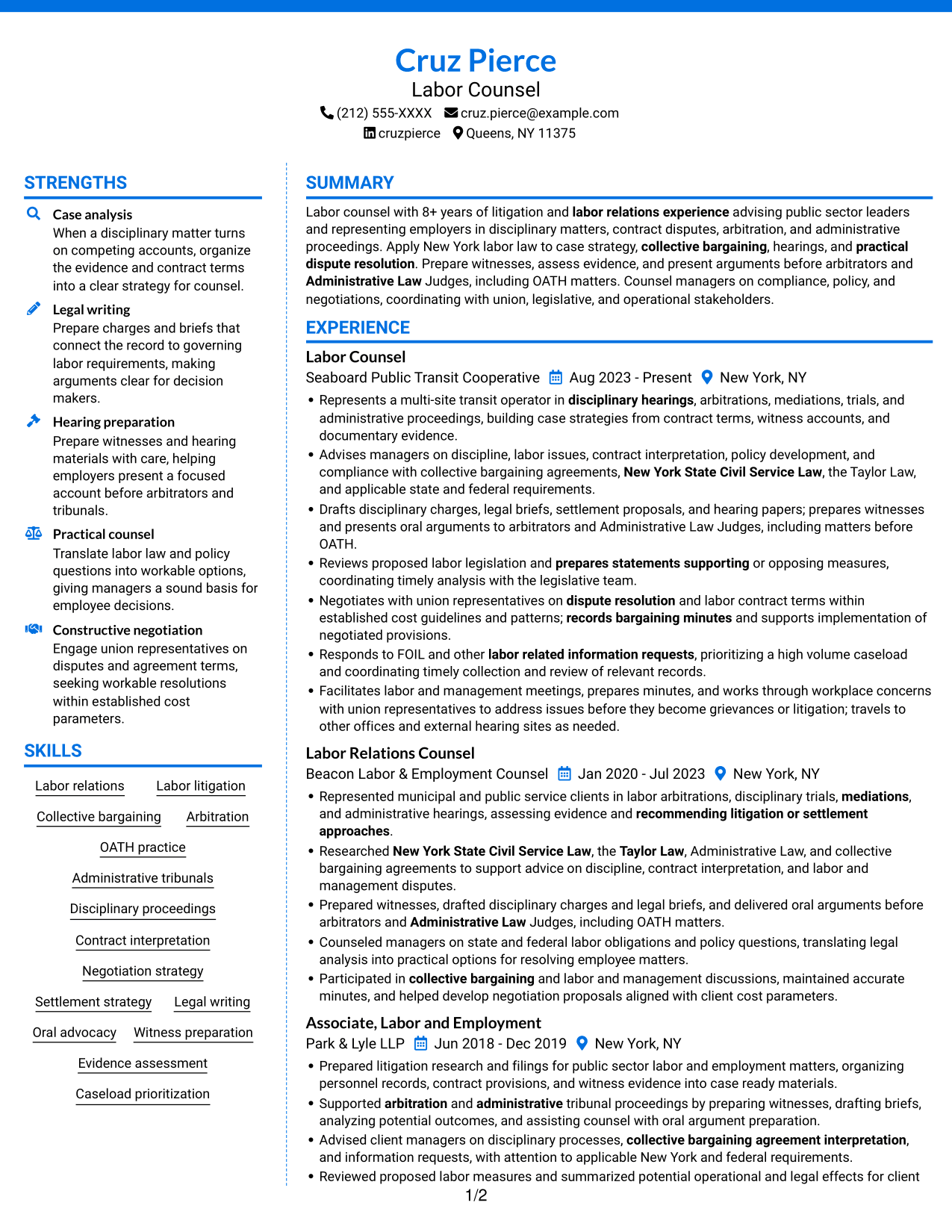Resume example — page 1