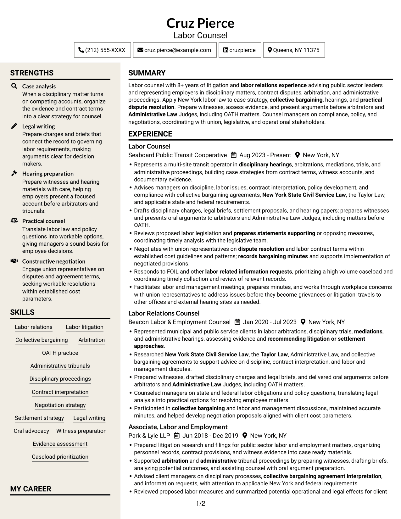 Resume example — page 1