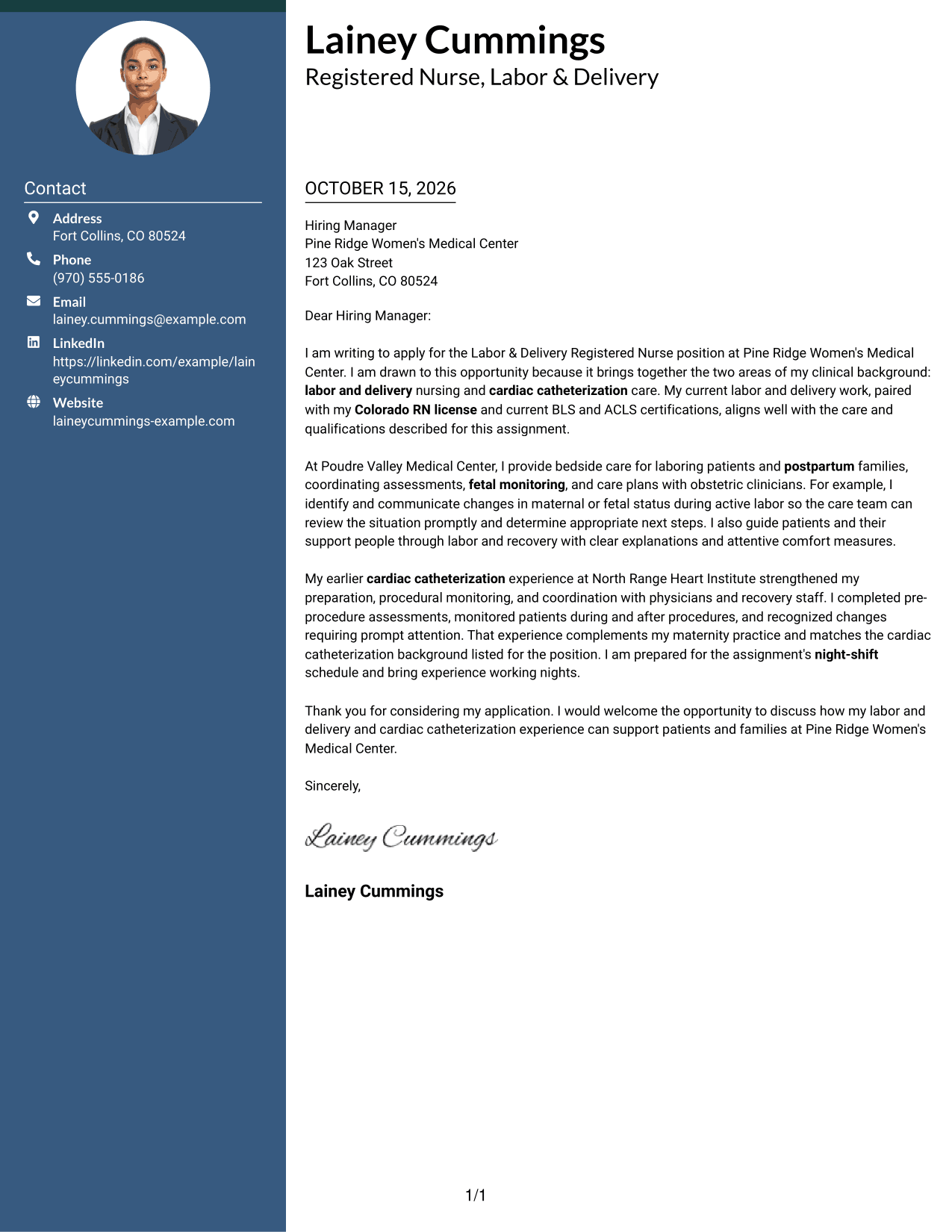 Cover letter example — page 1