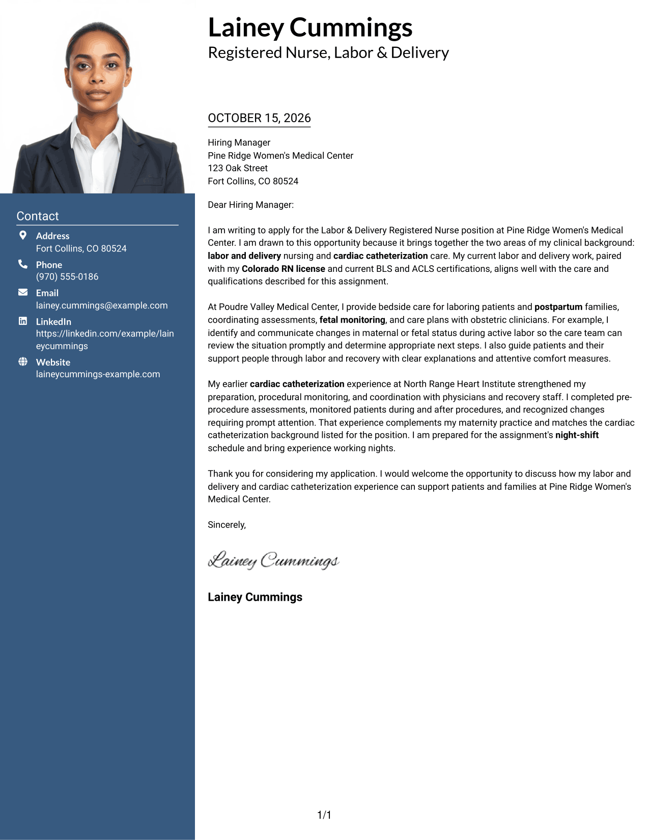 Cover letter example — page 1