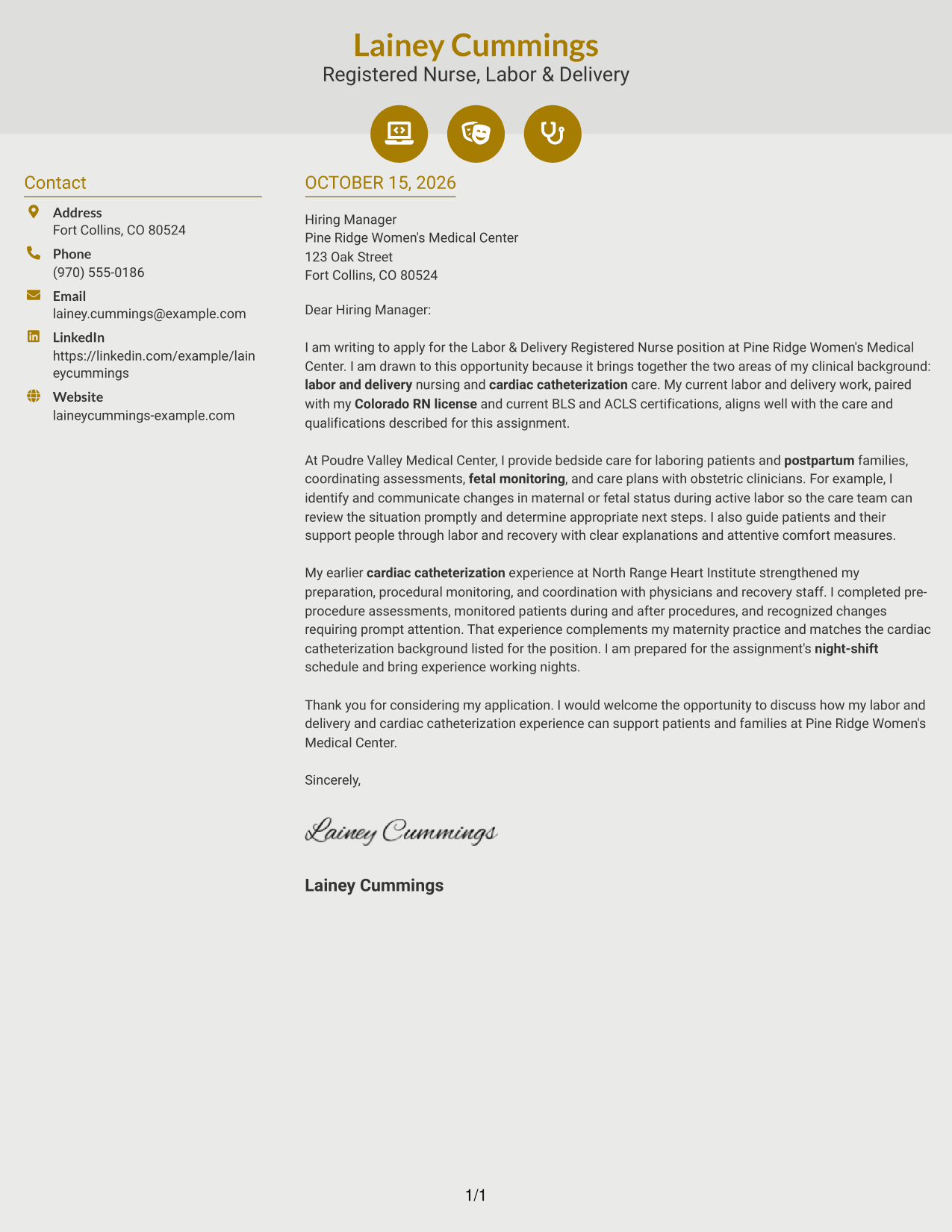Cover letter example — page 1