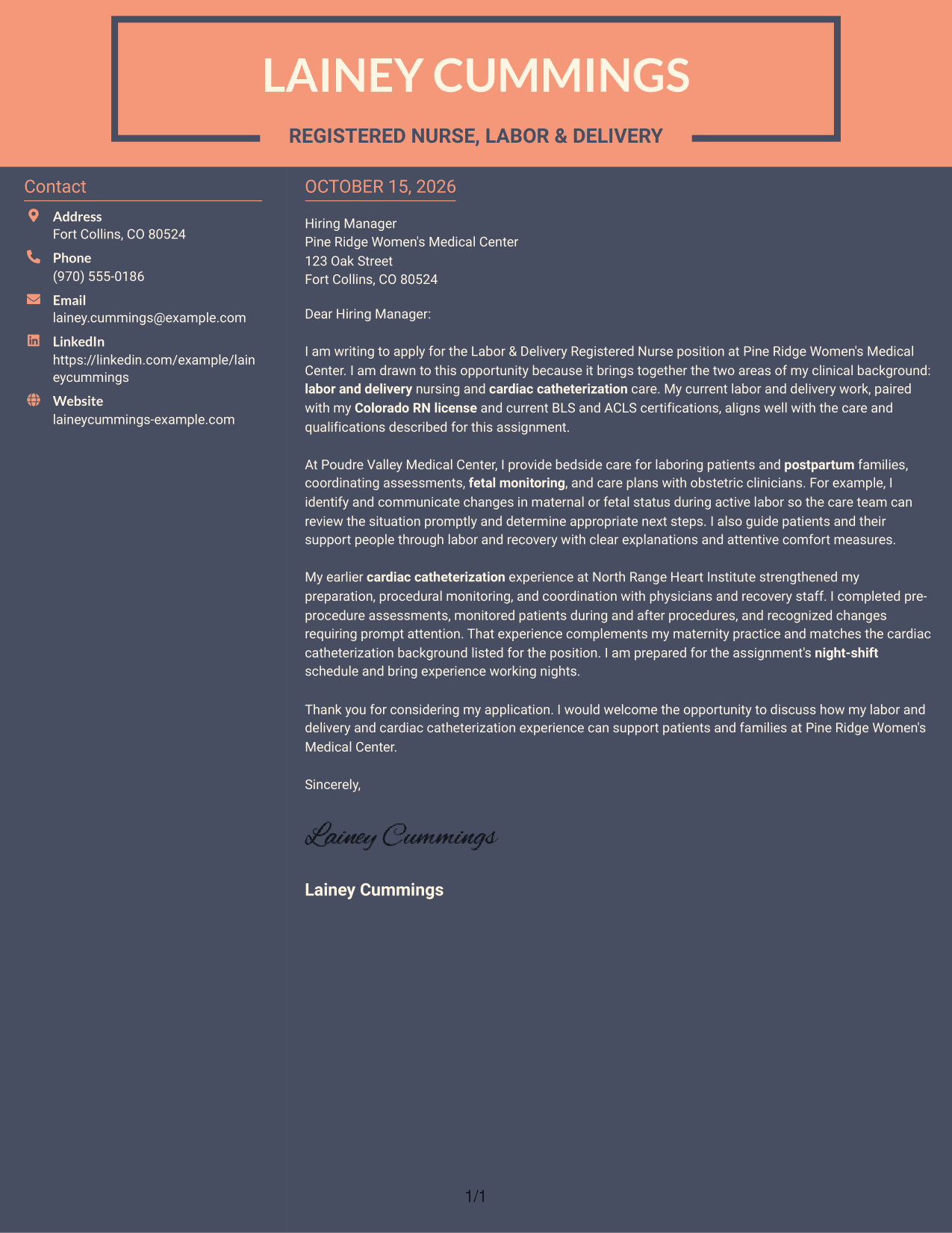 Cover letter example — page 1