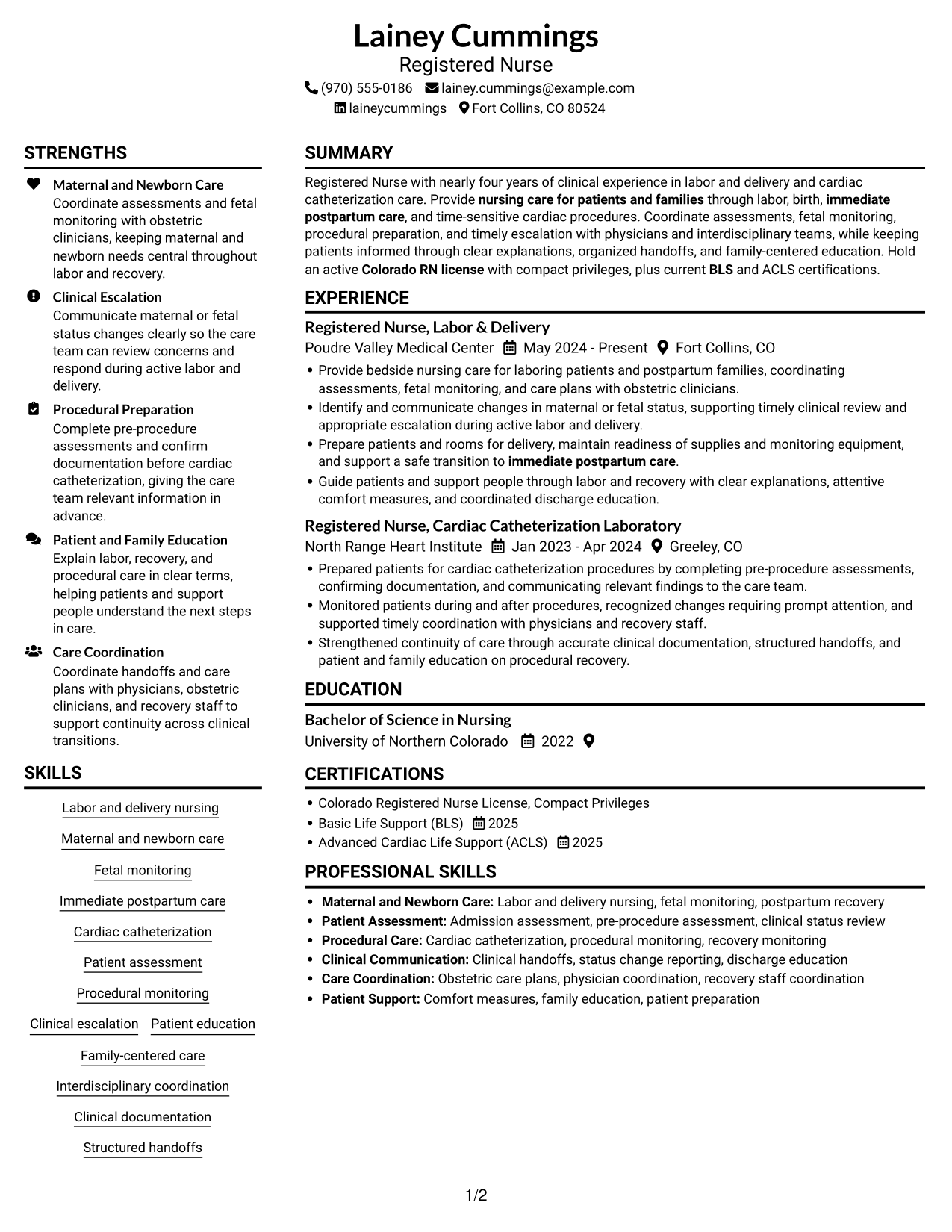 Resume example — page 1