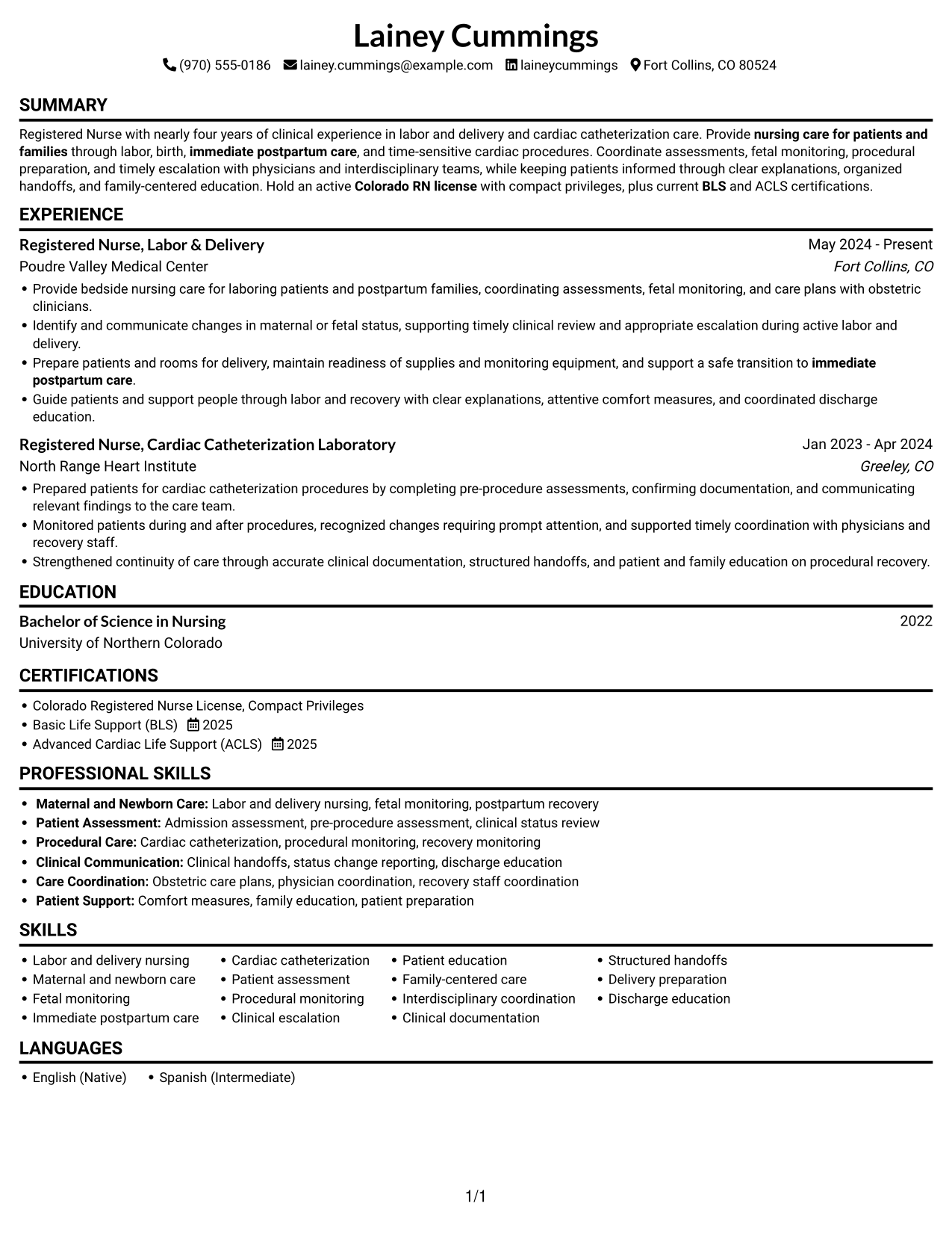 Resume example — page 1