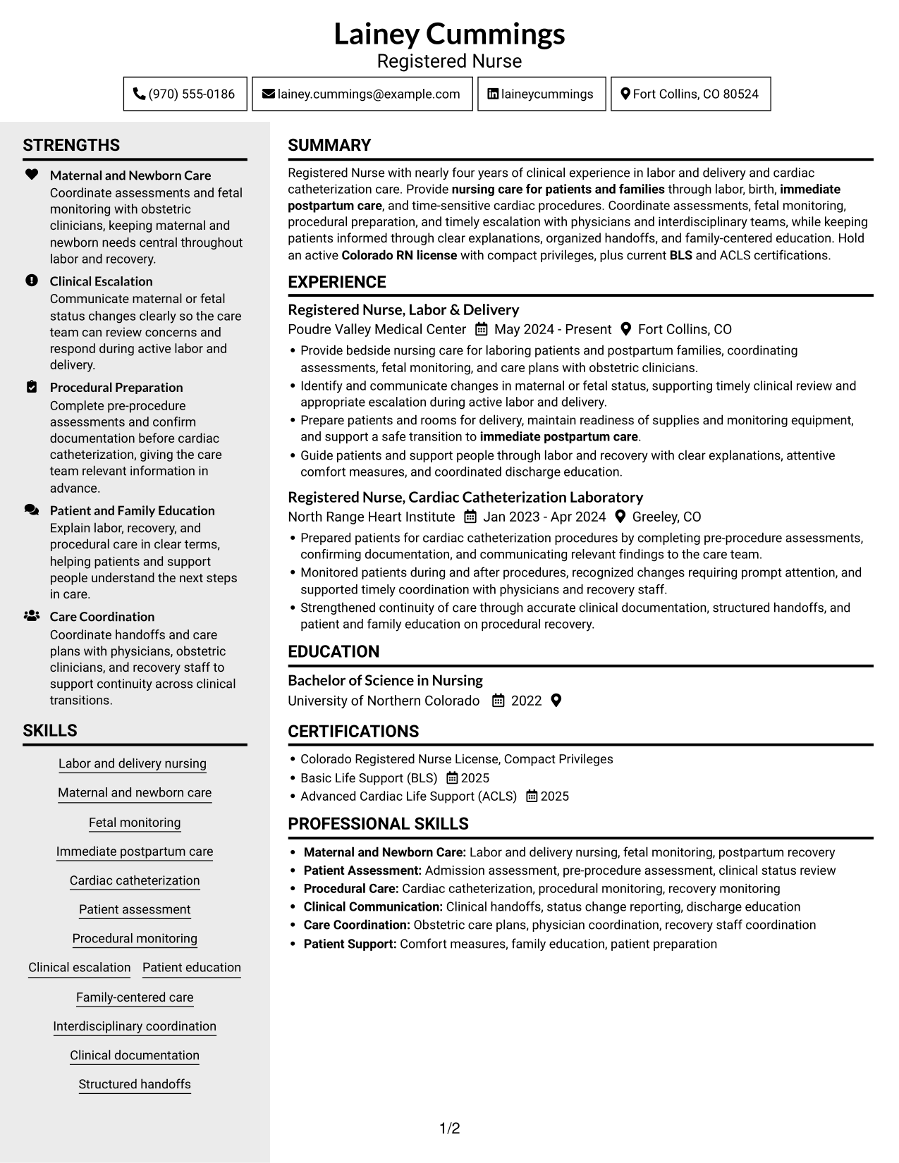 Resume example — page 1