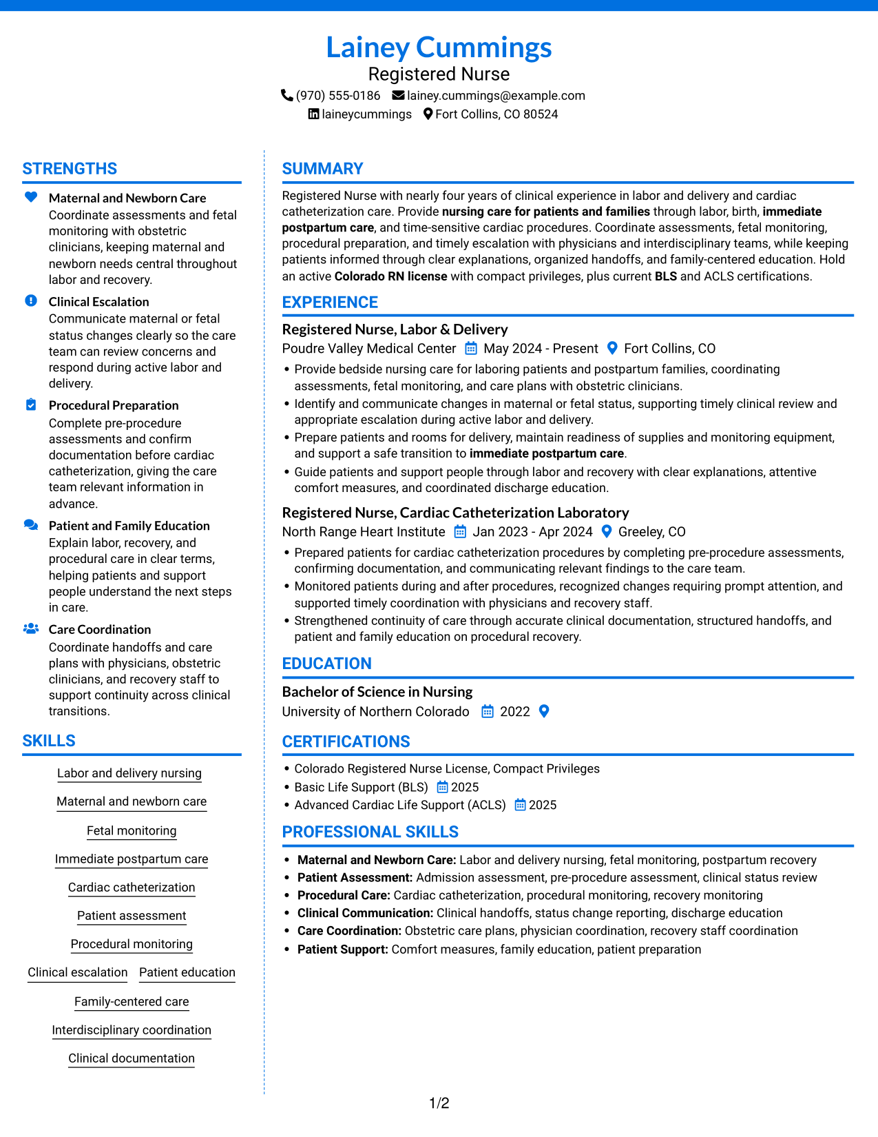 Resume example — page 1
