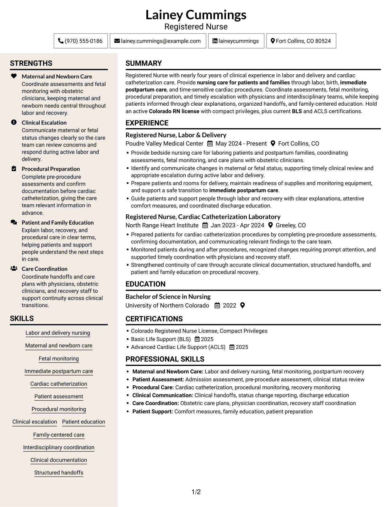 Resume example — page 1