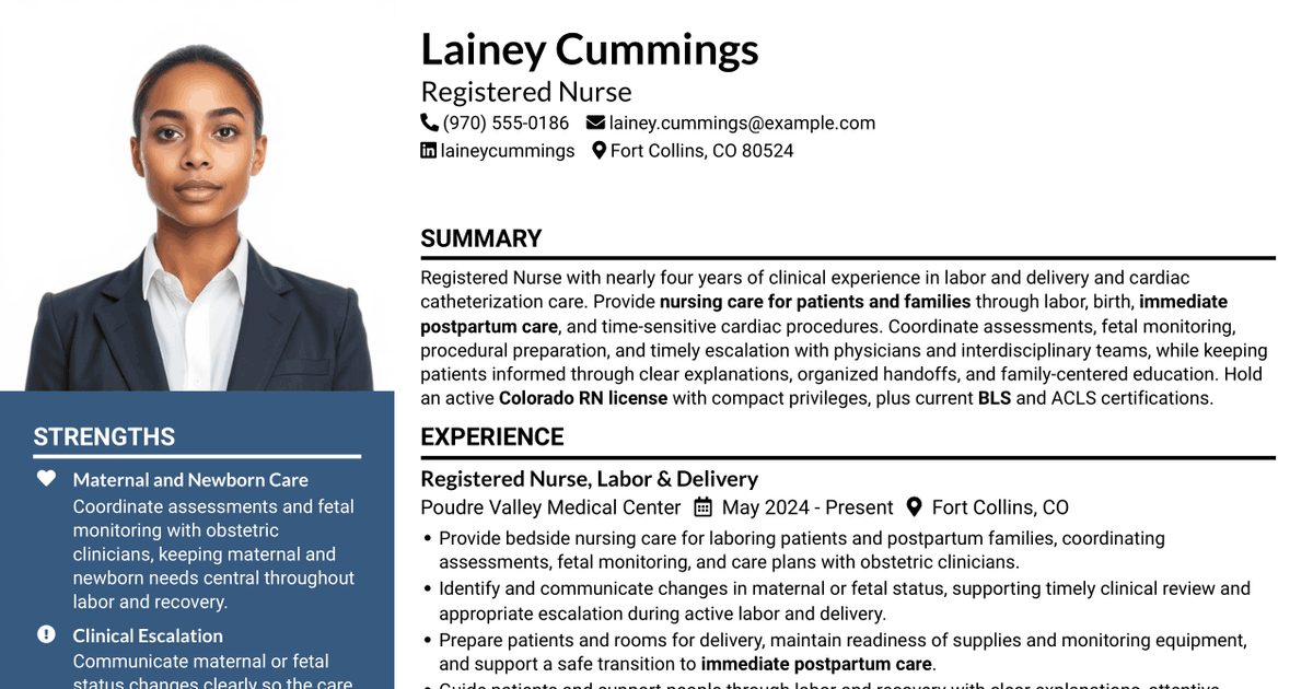 7 Labor & Delivery Registered Nurse Resume Templates with Example