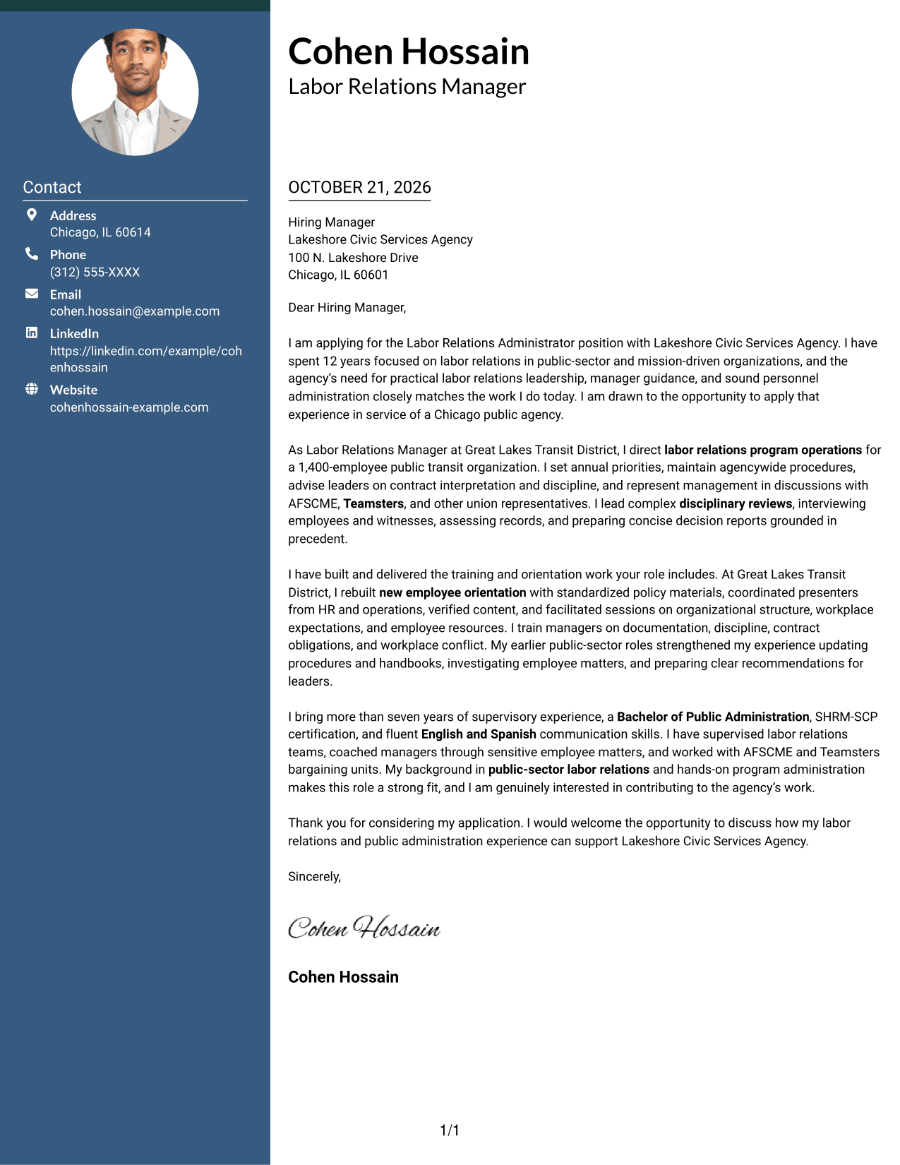 Cover letter example — page 1