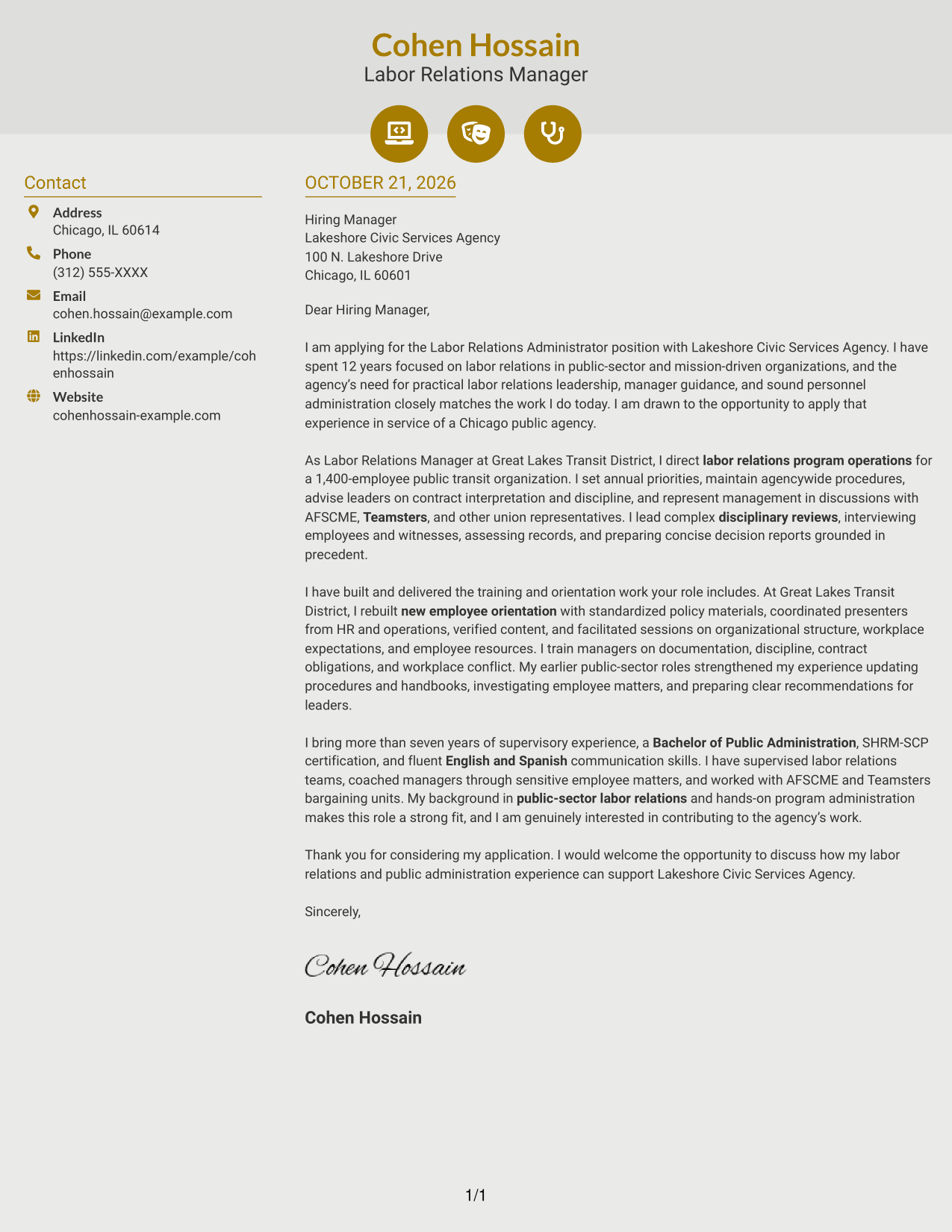 Cover letter example — page 1