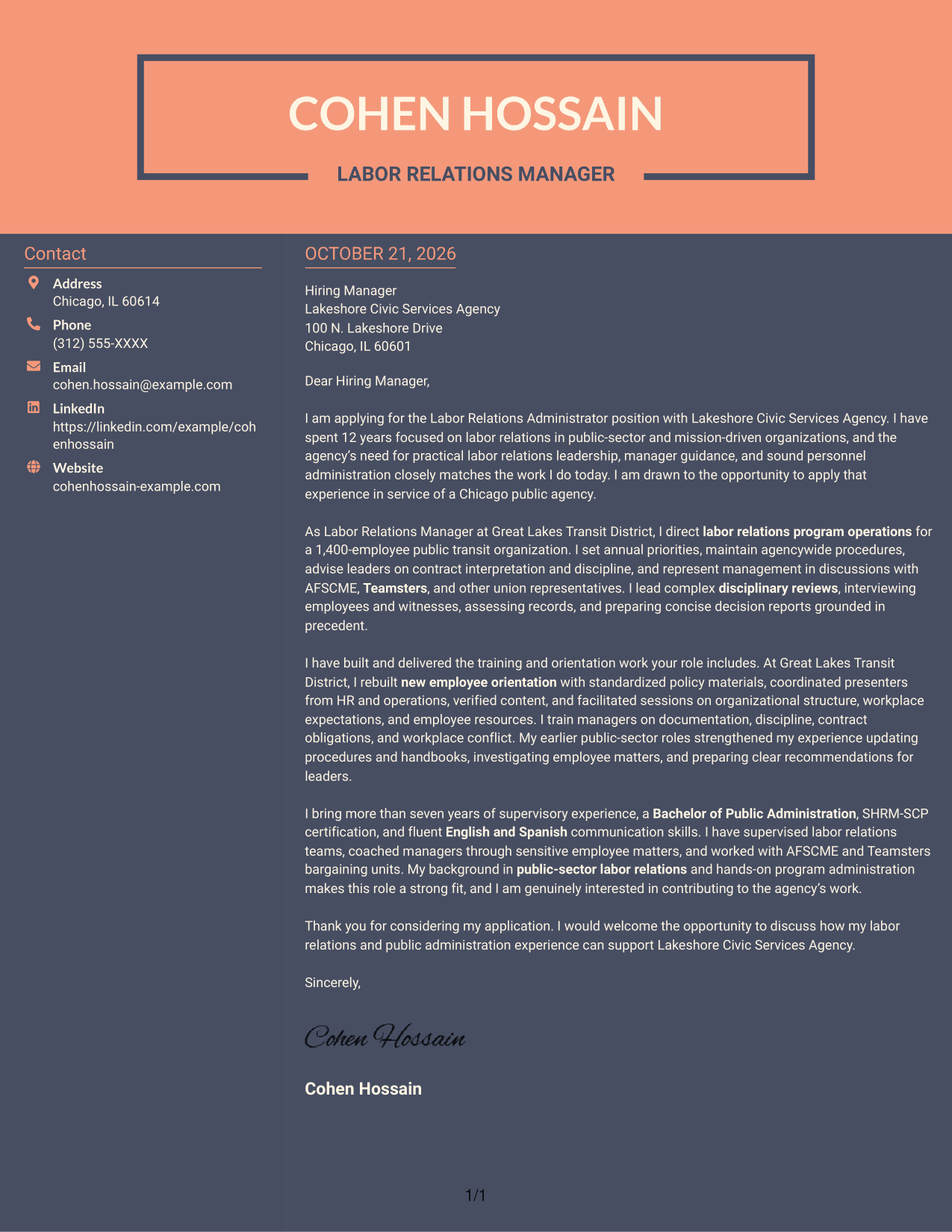 Cover letter example — page 1