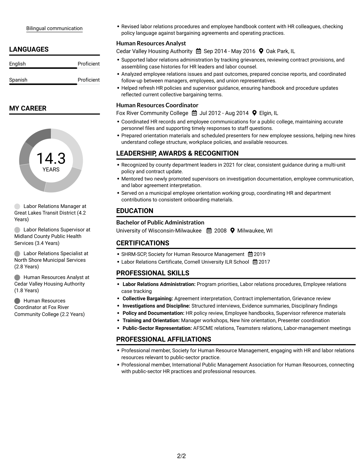Resume example — page 2
