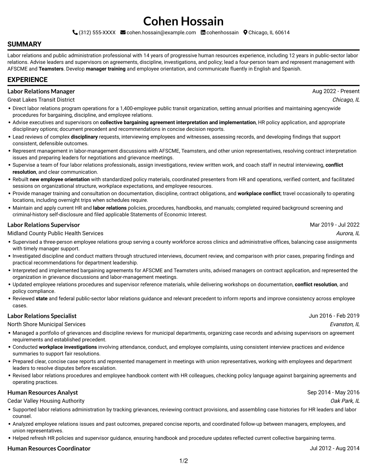 Resume example — page 1