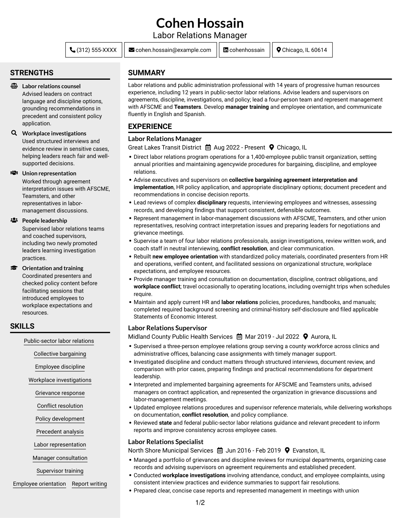 Resume example — page 1