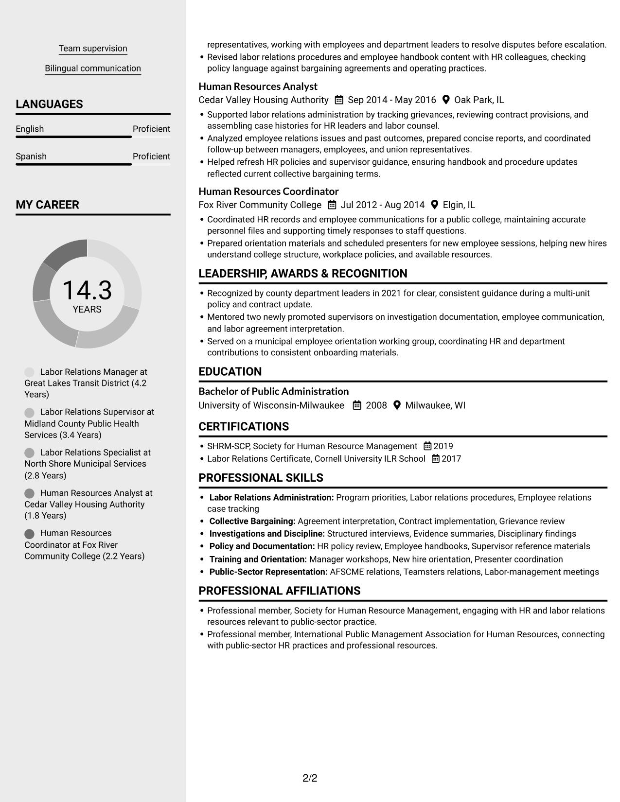 Resume example — page 2
