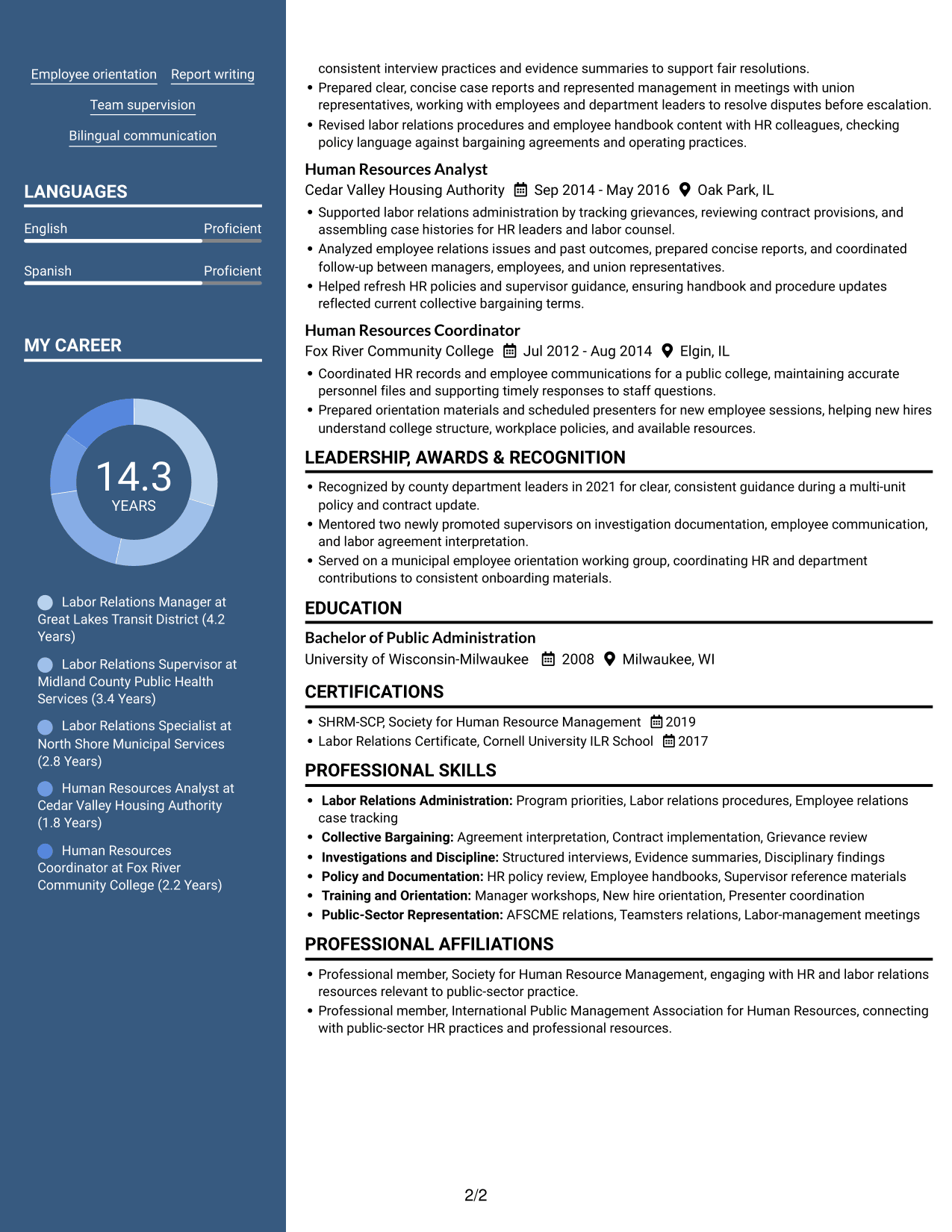 Resume example — page 2