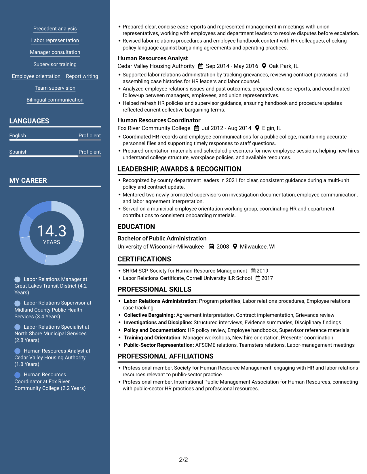 Resume example — page 2