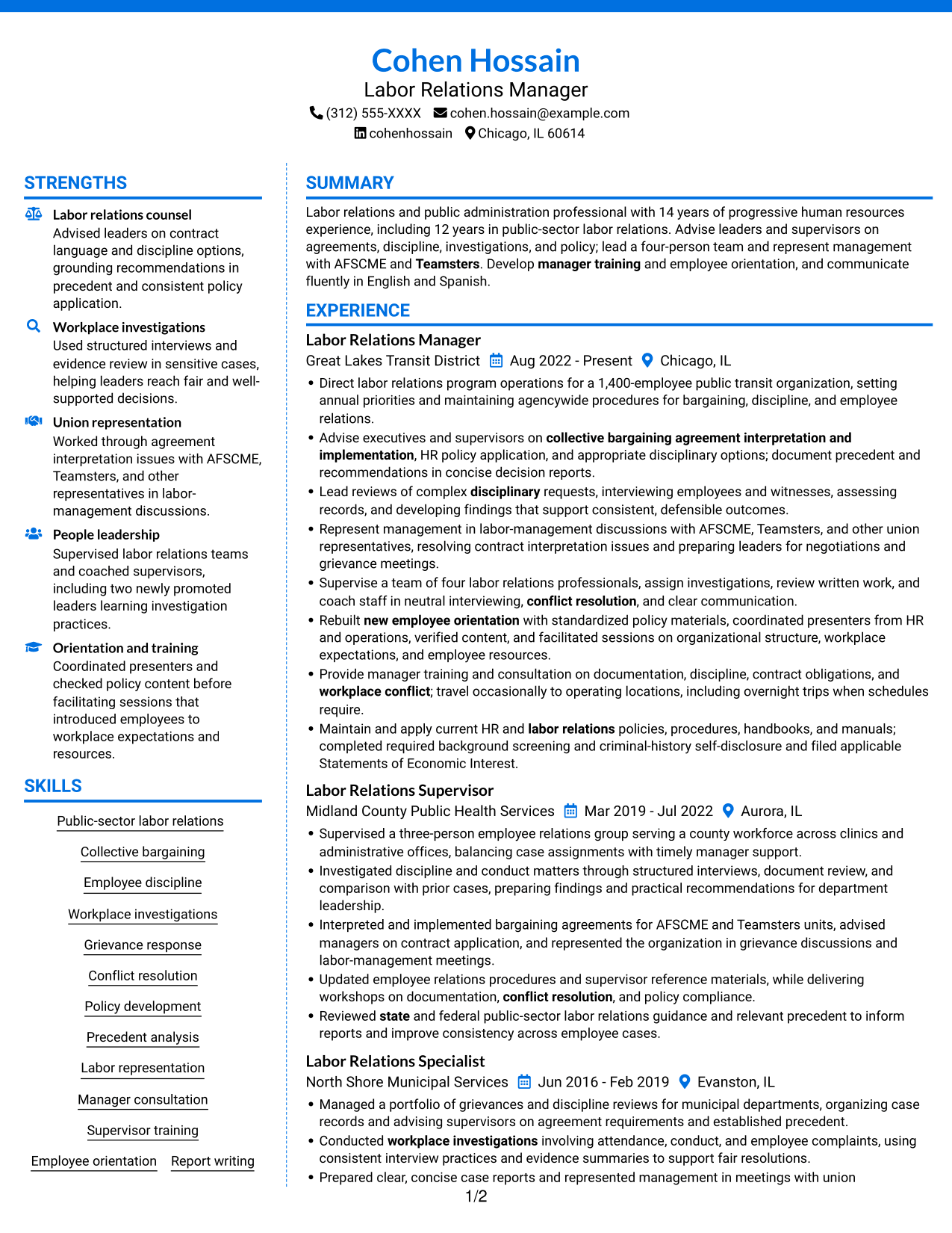 Resume example — page 1