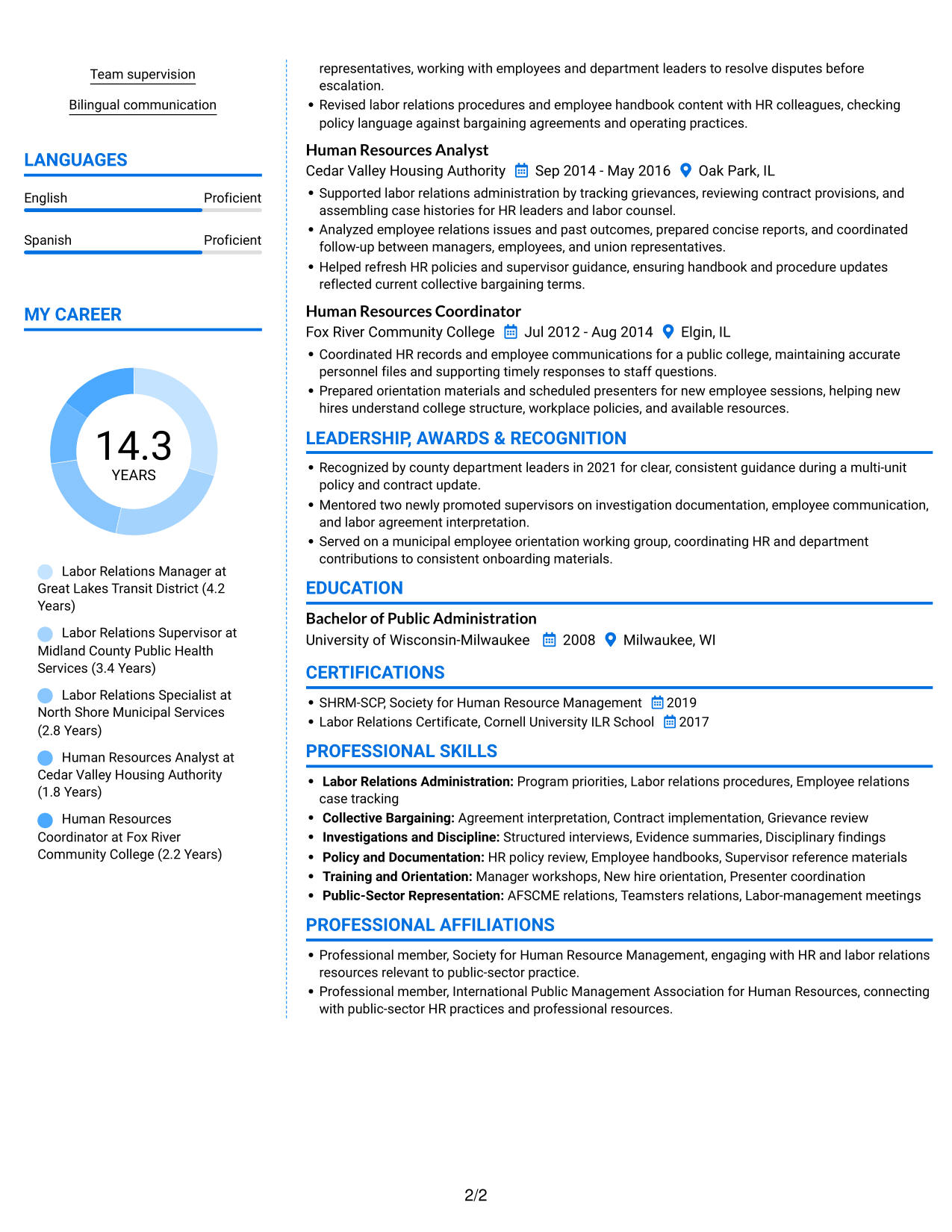 Resume example — page 2