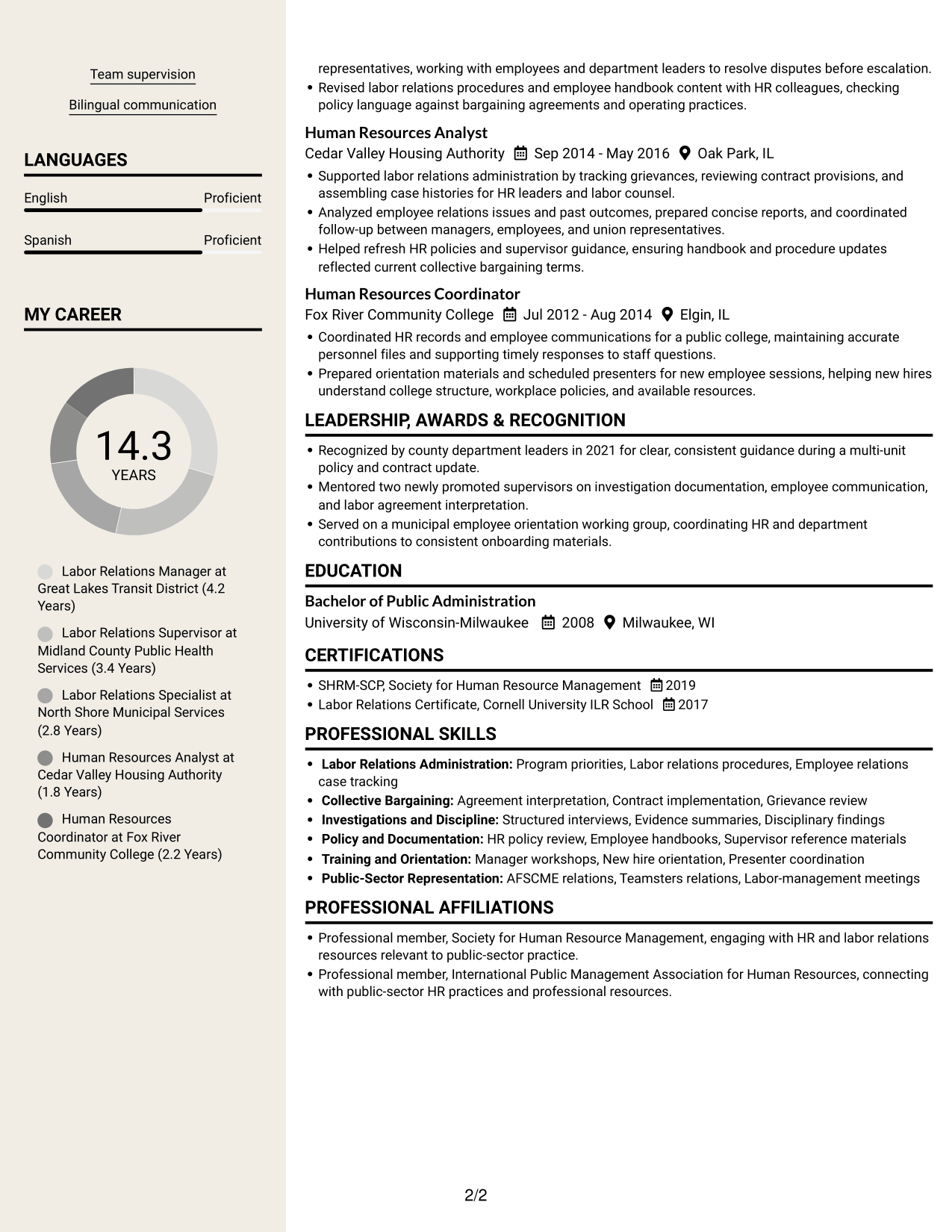 Resume example — page 2