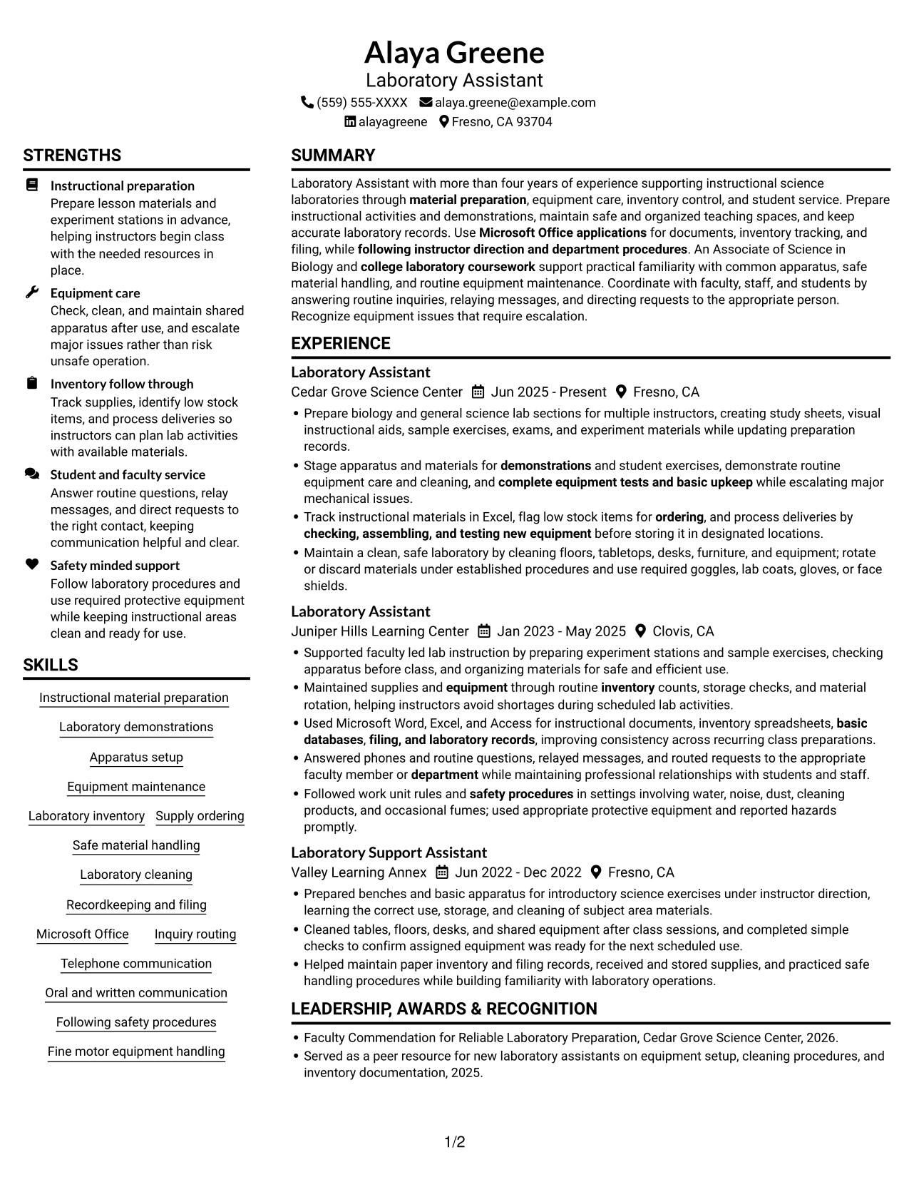 Resume example — page 1