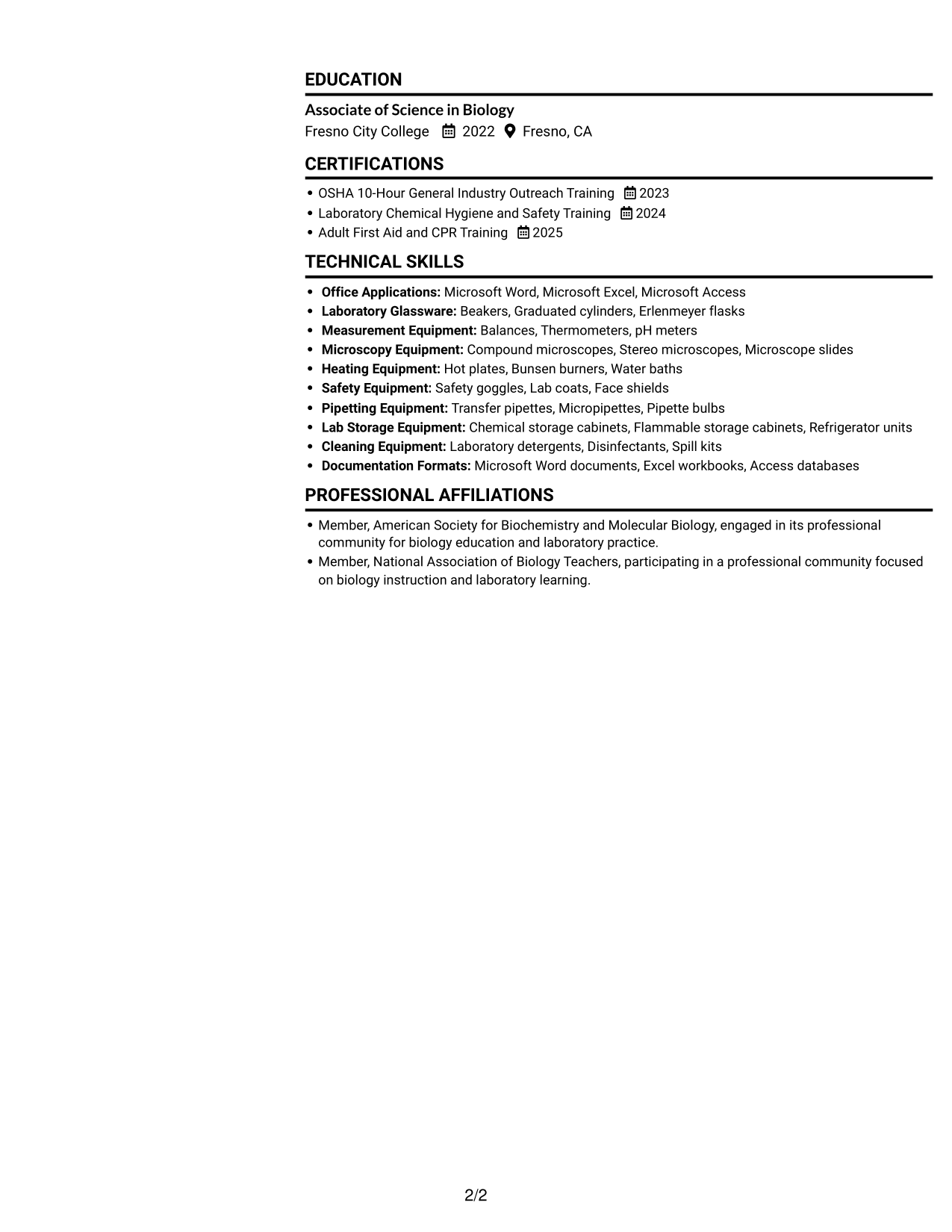 Resume example — page 2
