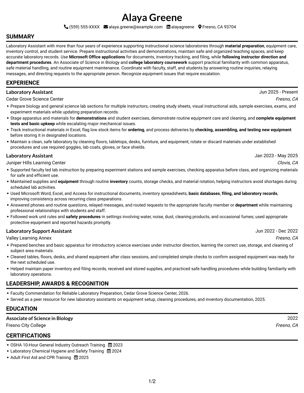 Resume example — page 1