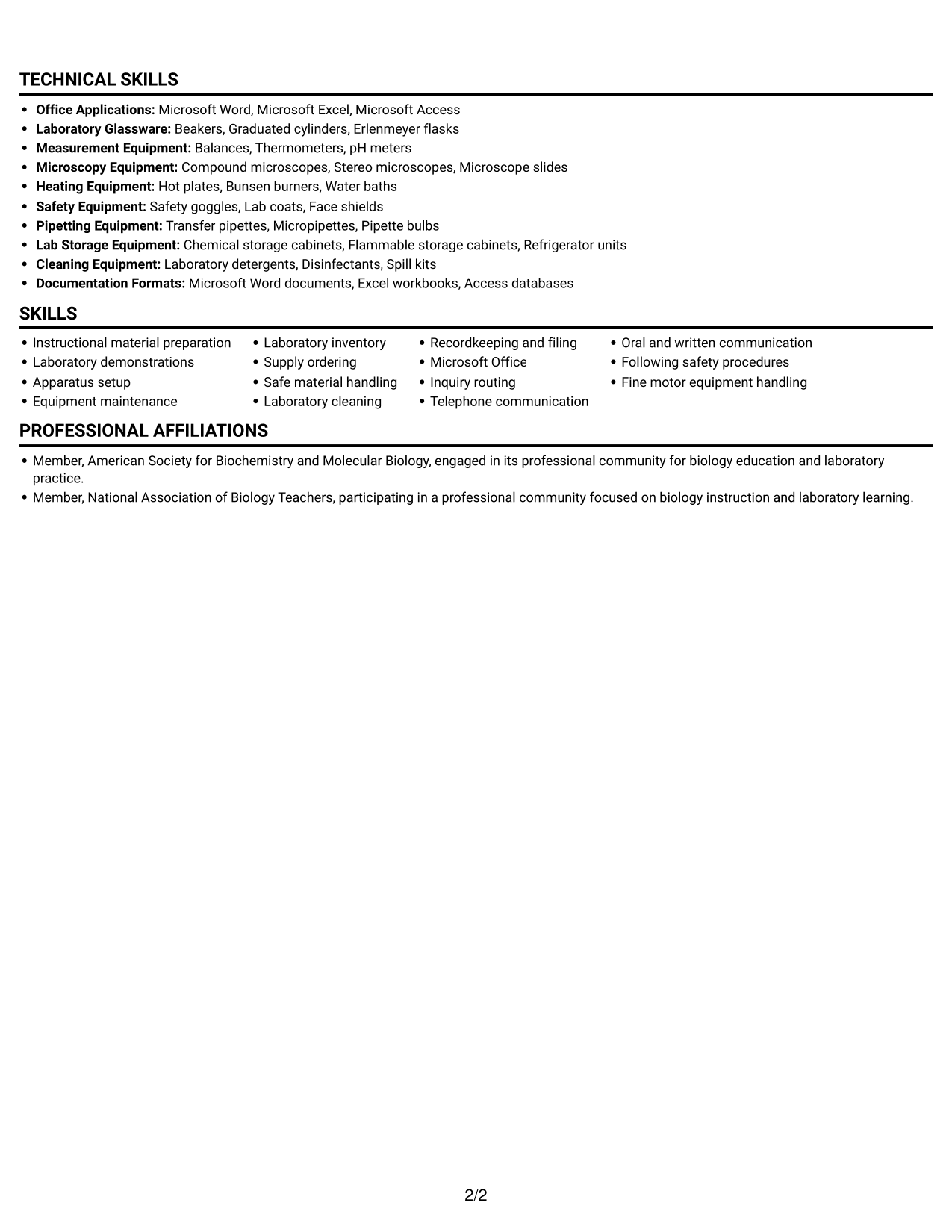 Resume example — page 2