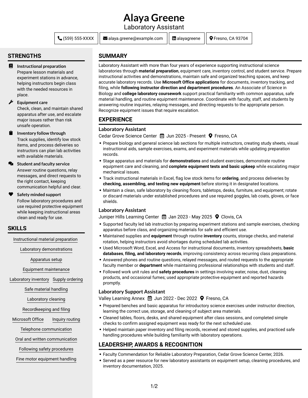 Resume example — page 1