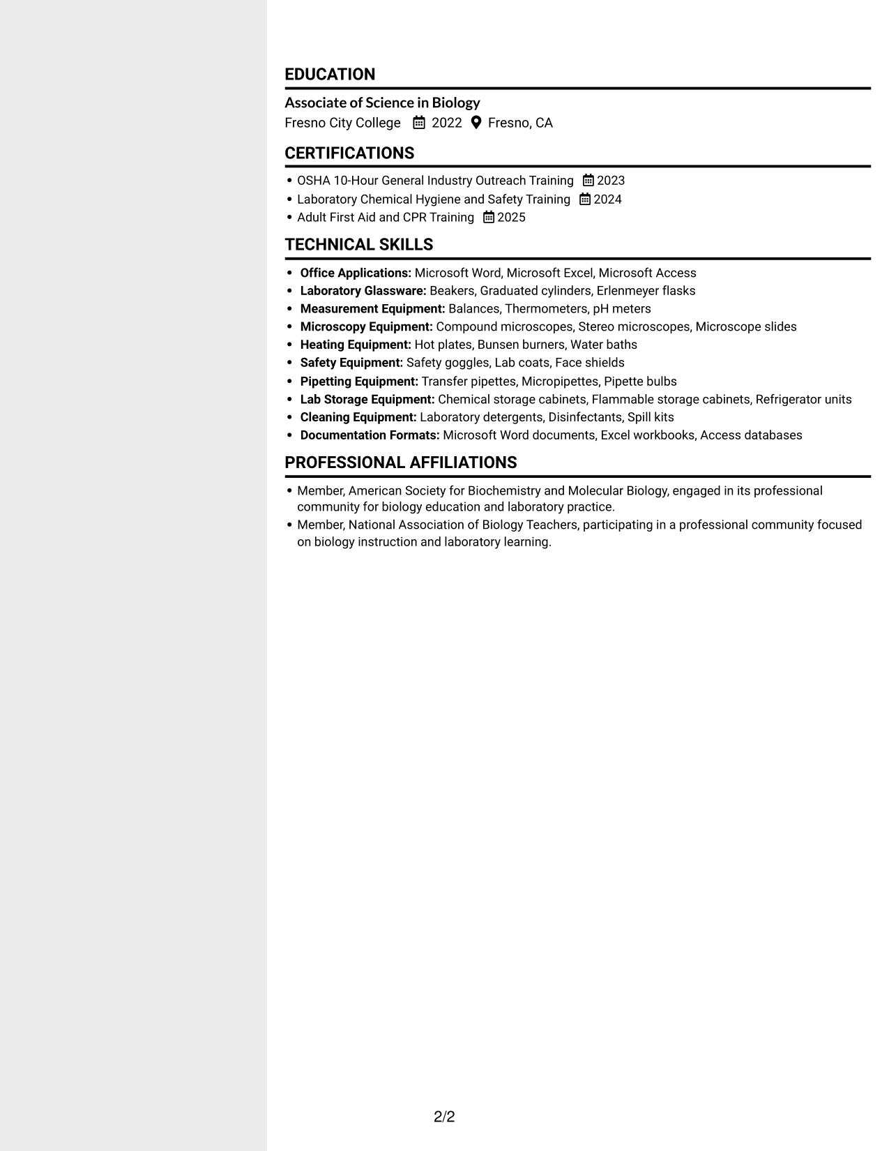 Resume example — page 2
