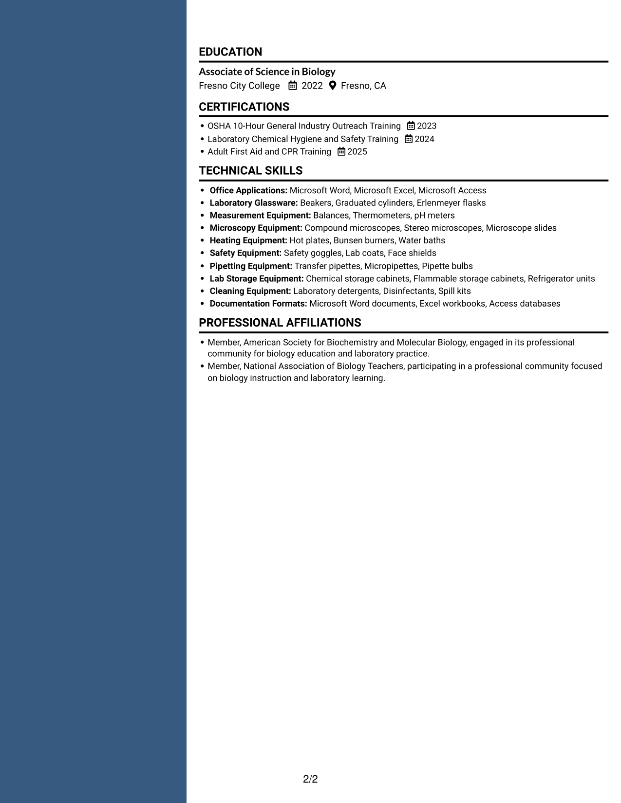 Resume example — page 2