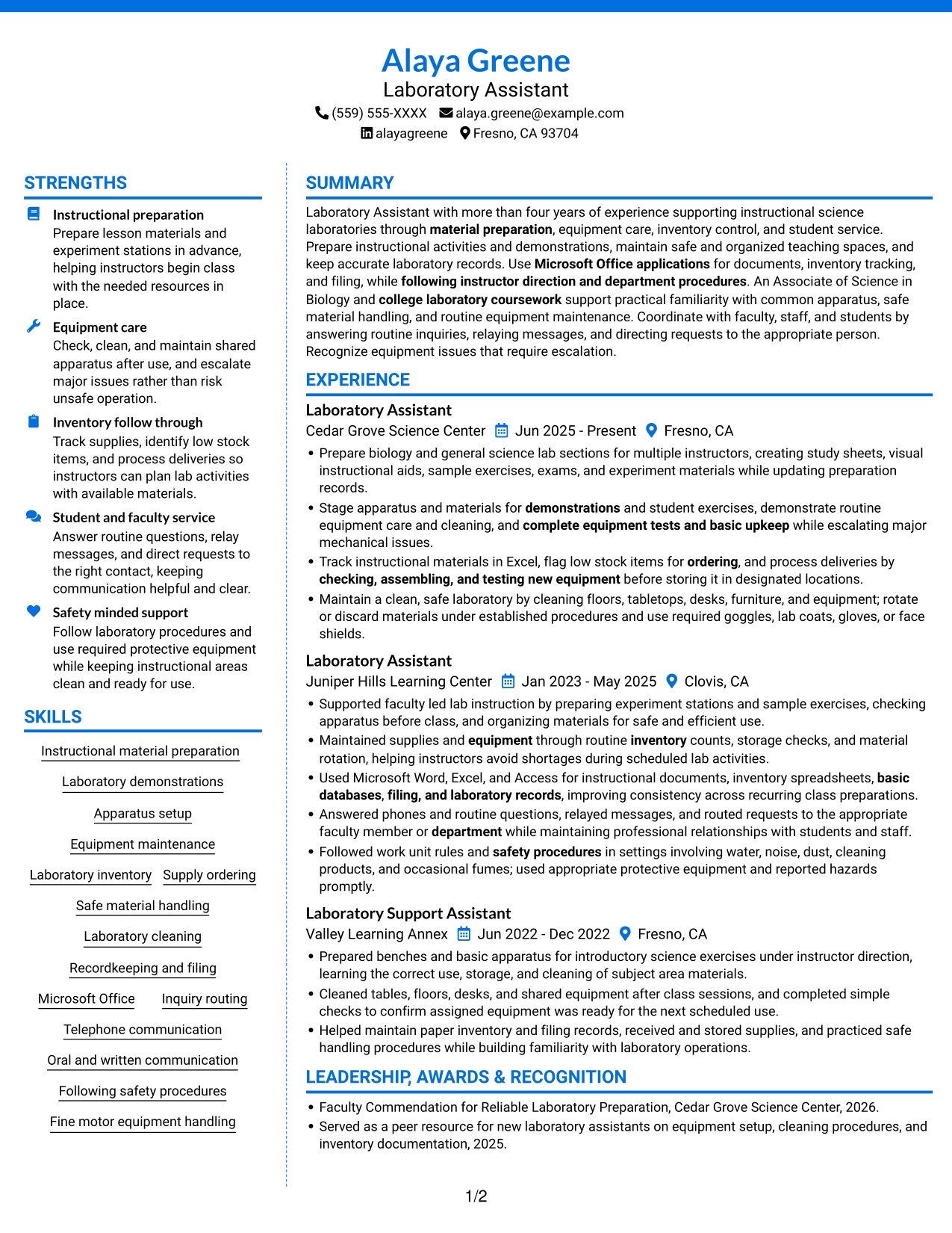 Resume example — page 1