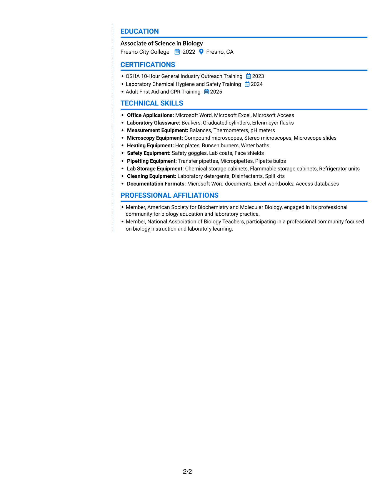 Resume example — page 2