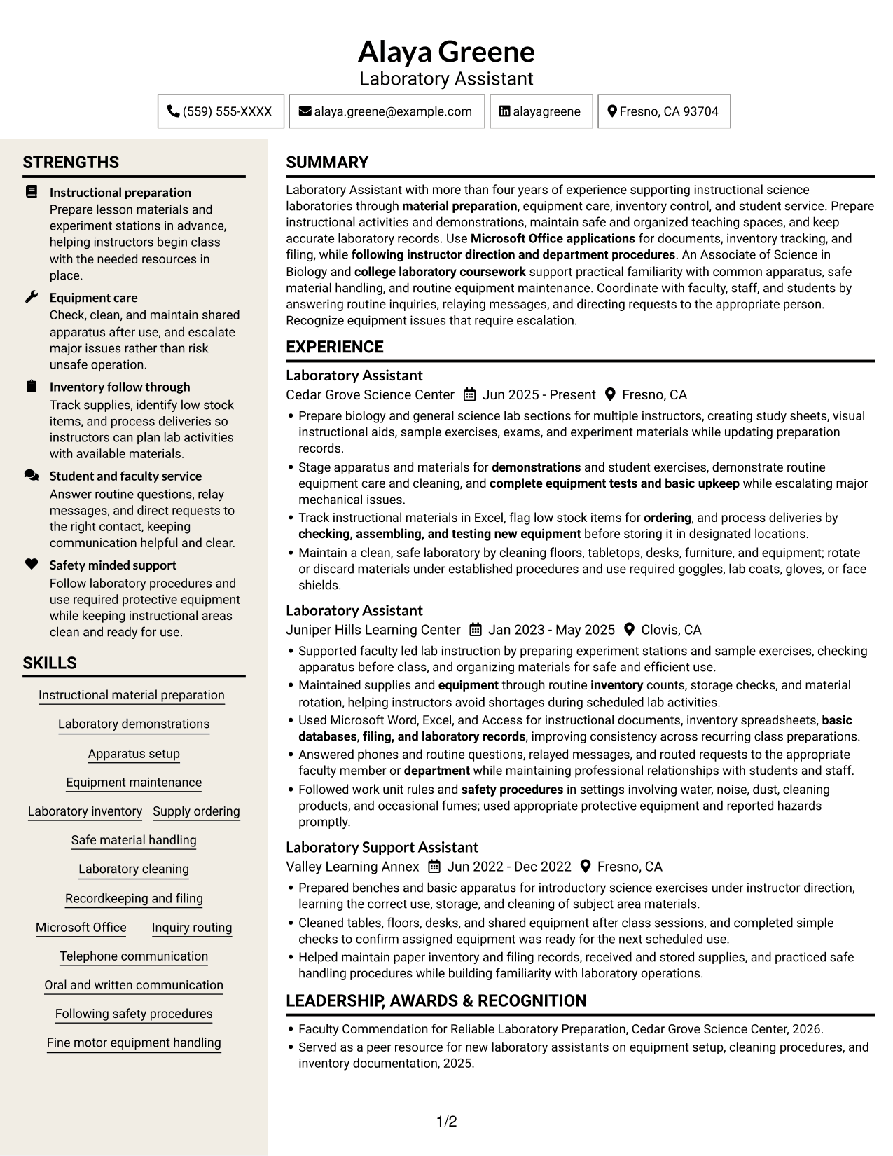 Resume example — page 1