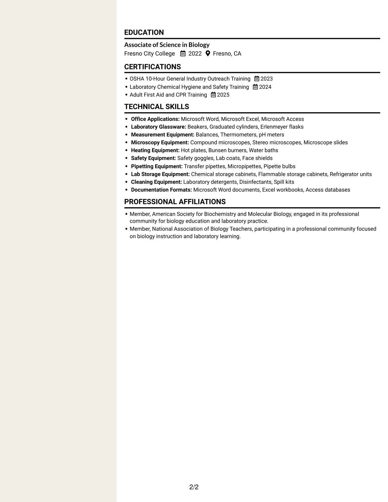 Resume example — page 2