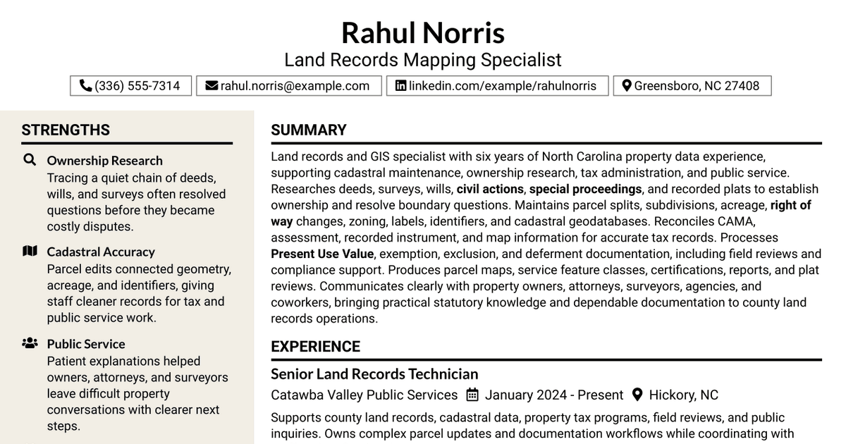 7 Land Records Mapping Specialist Resume Templates with Example