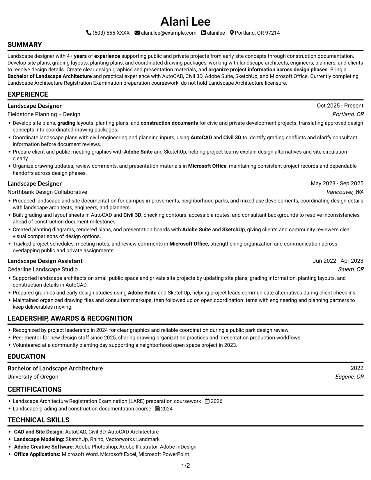 Resume example — page 1
