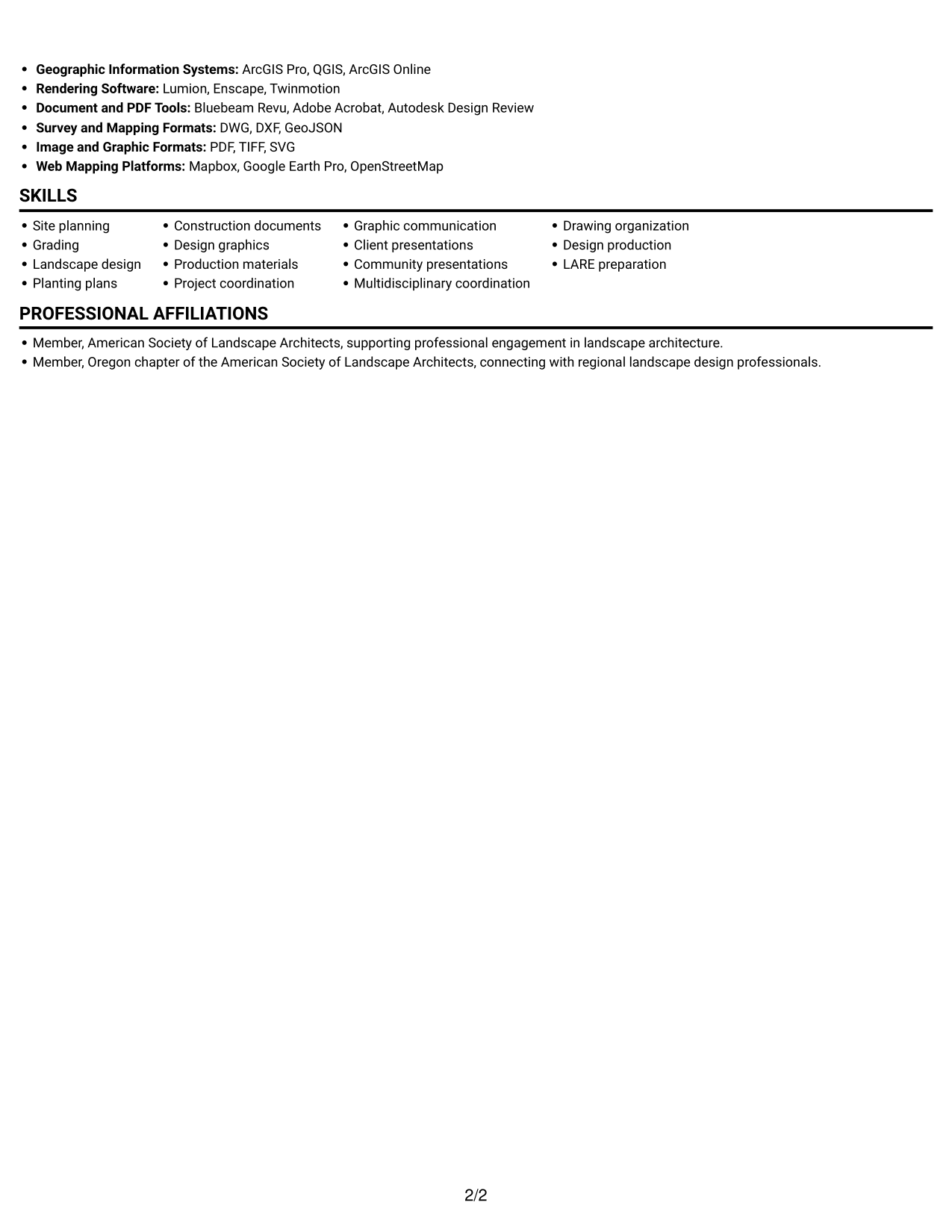 Resume example — page 2