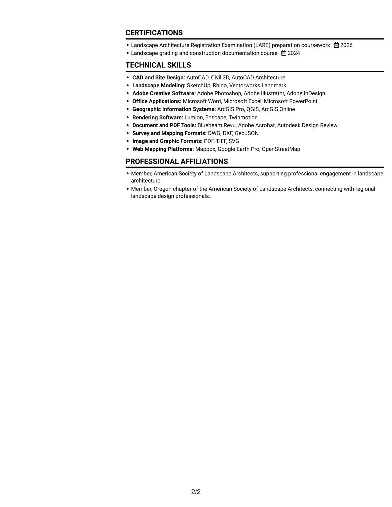 Resume example — page 2