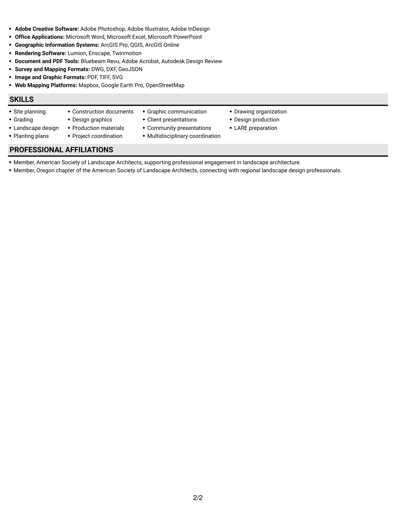 Resume example — page 2