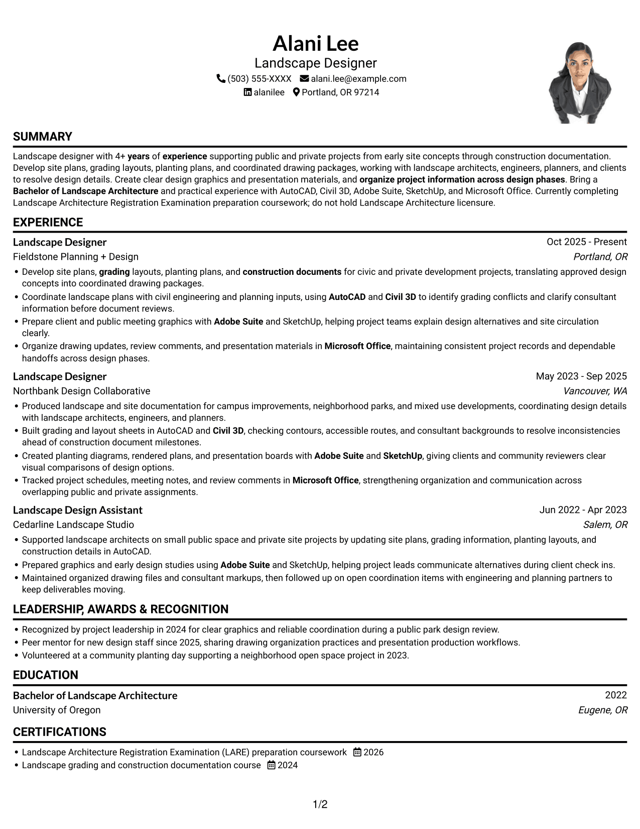 Resume example — page 1