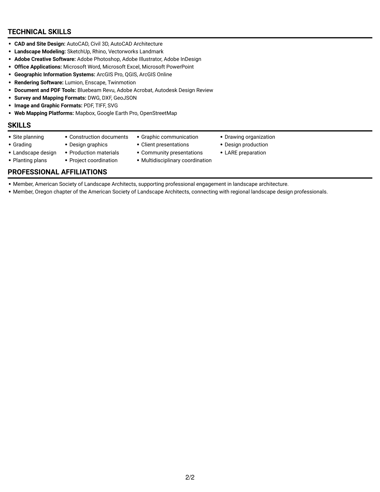 Resume example — page 2