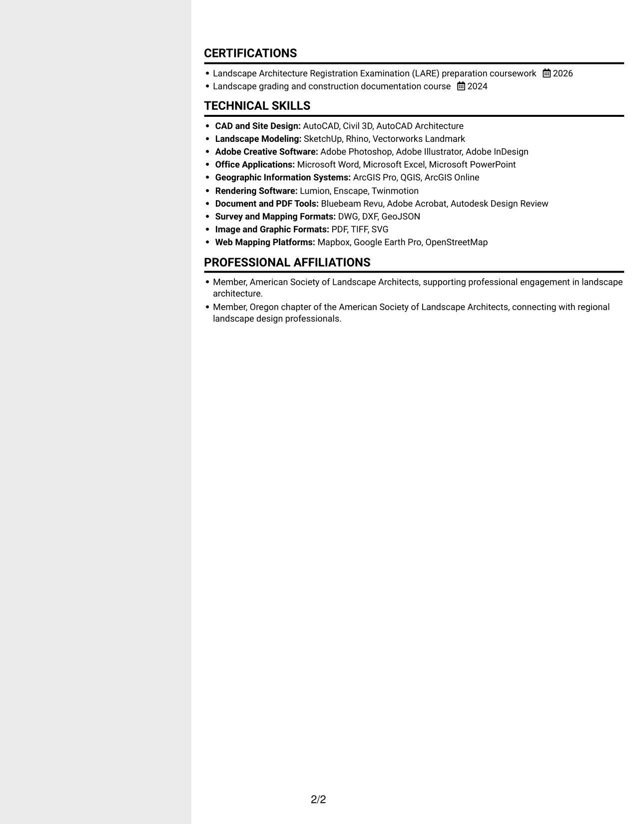 Resume example — page 2