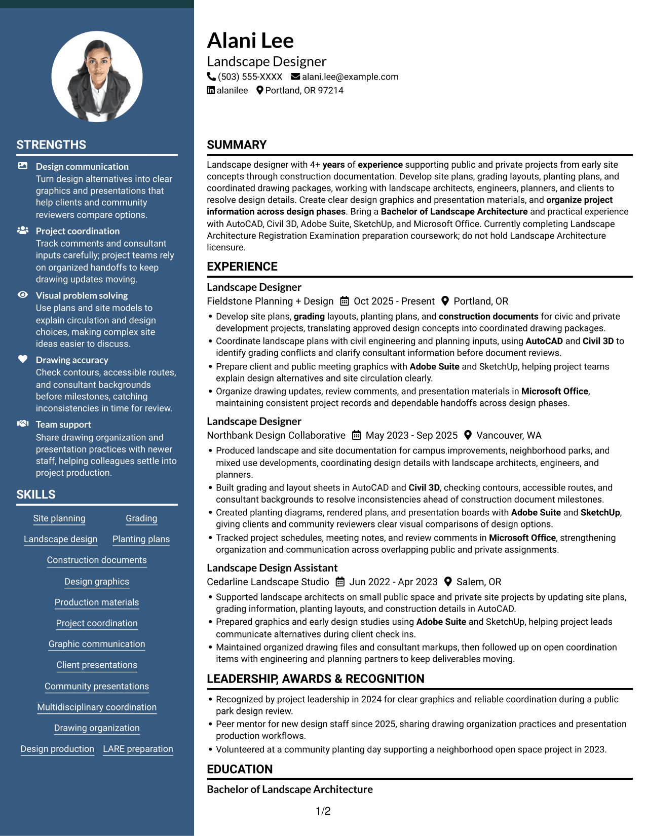 Resume example — page 1