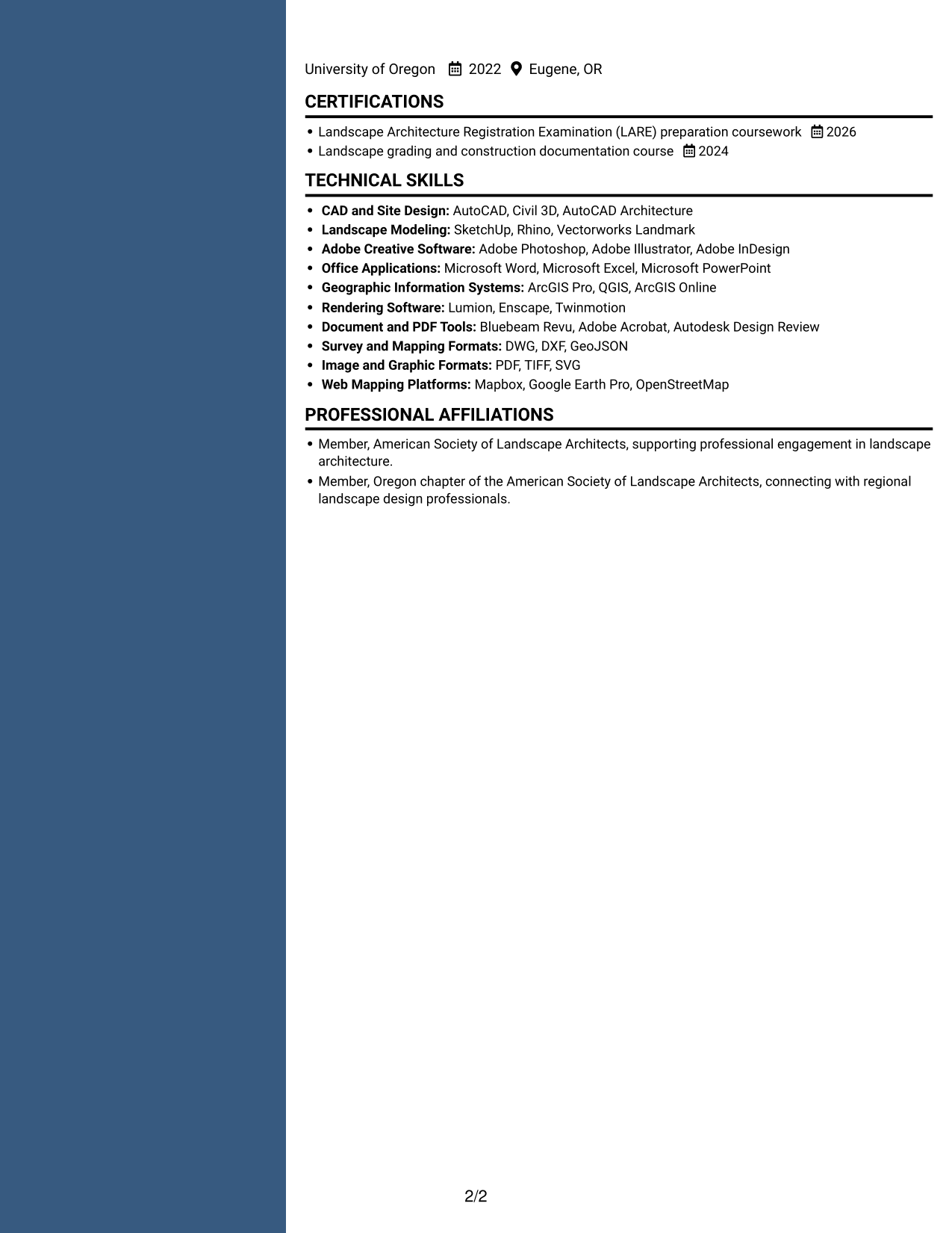 Resume example — page 2